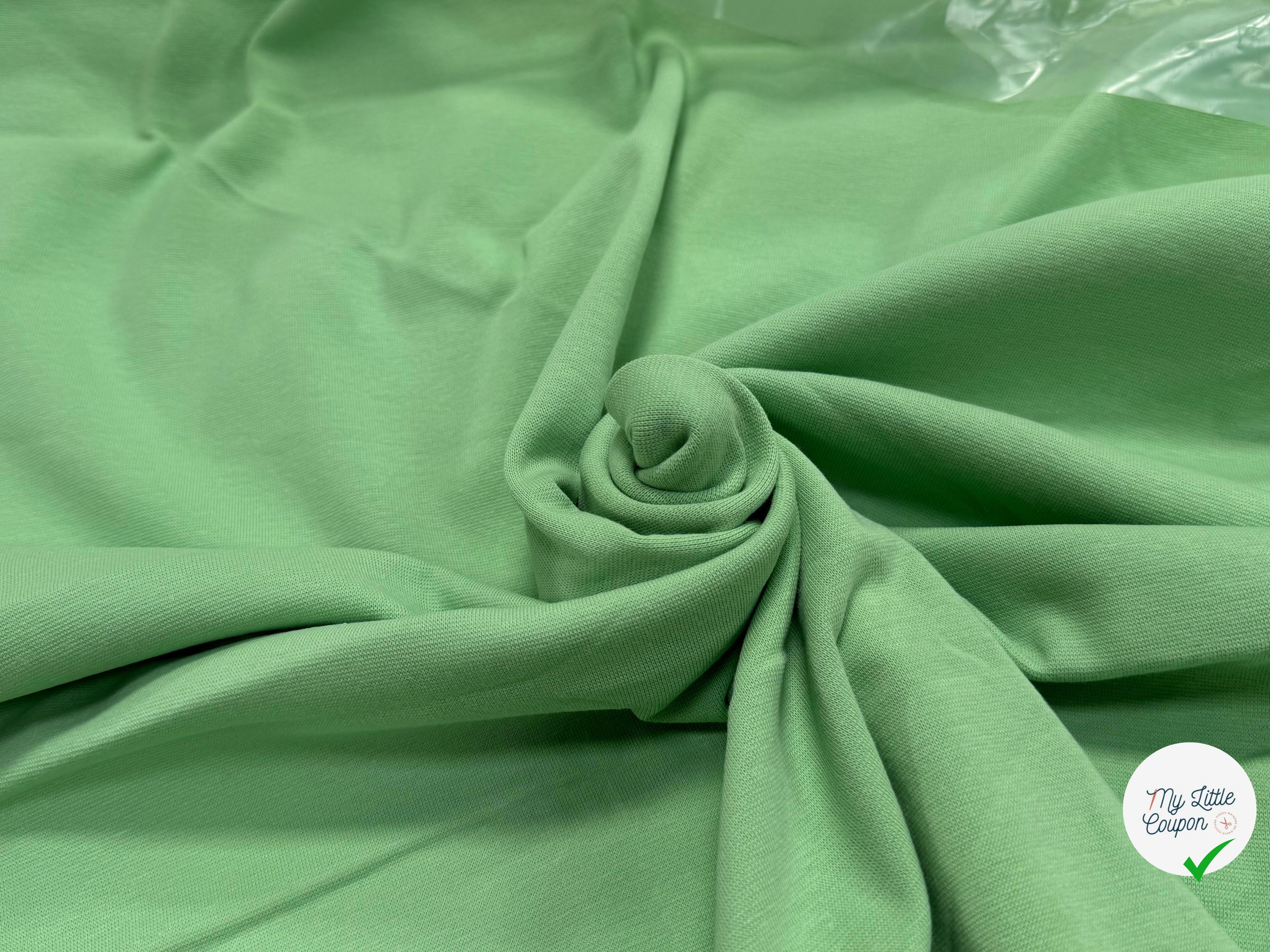 JERSEY COTON 2% ÉLASTHANNE TUBULAIRE 70CM CÔTE 1X1 GREENGAGE - My Little Coupon
