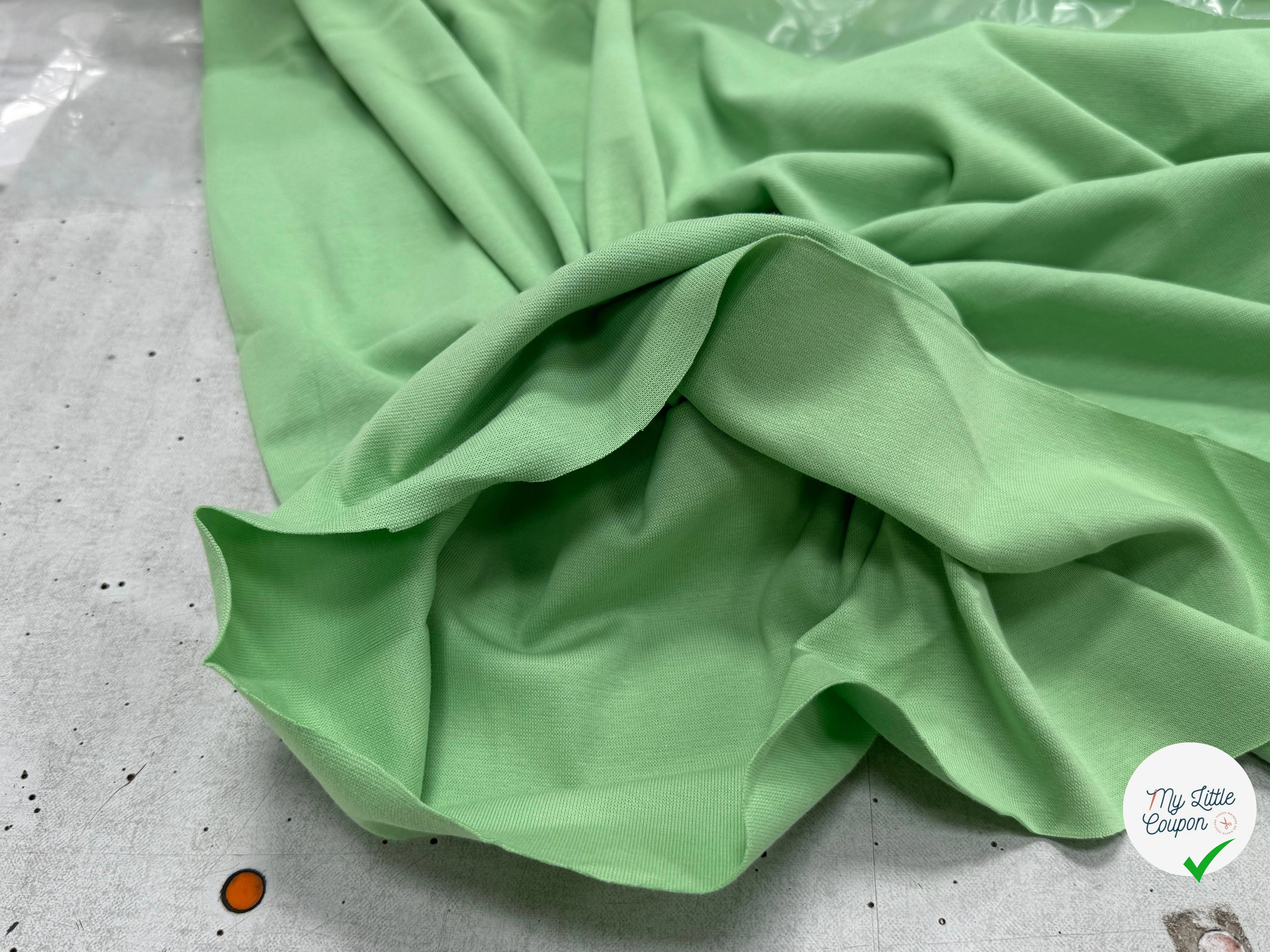 JERSEY COTON 2% ÉLASTHANNE TUBULAIRE 70CM CÔTE 1X1 GREENGAGE - My Little Coupon