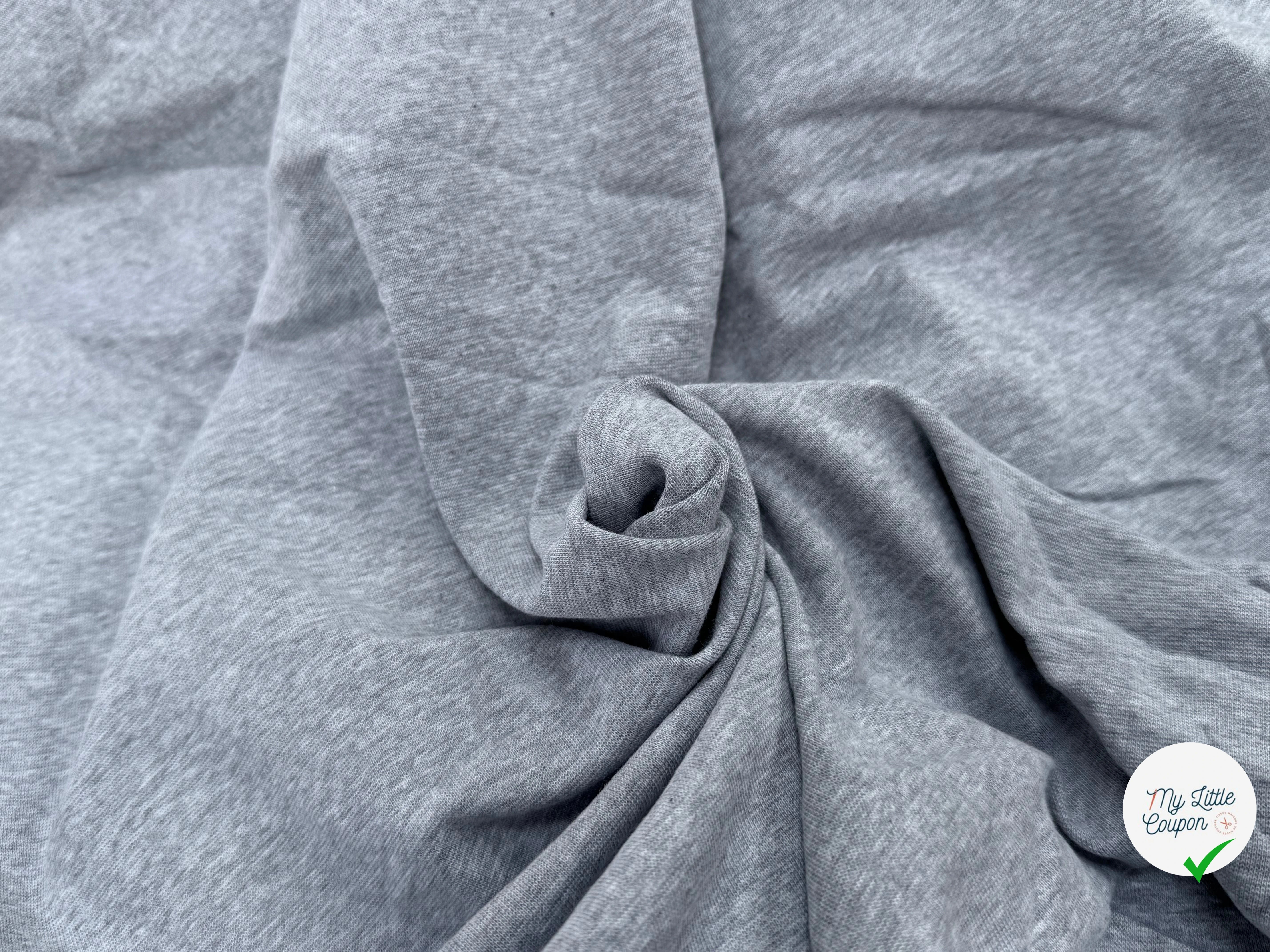 JERSEY COTON 2% ÉLASTHANNE TUBULAIRE 70CM CÔTE 1X1 GRIS CHINÉ CLAIR - My Little Coupon