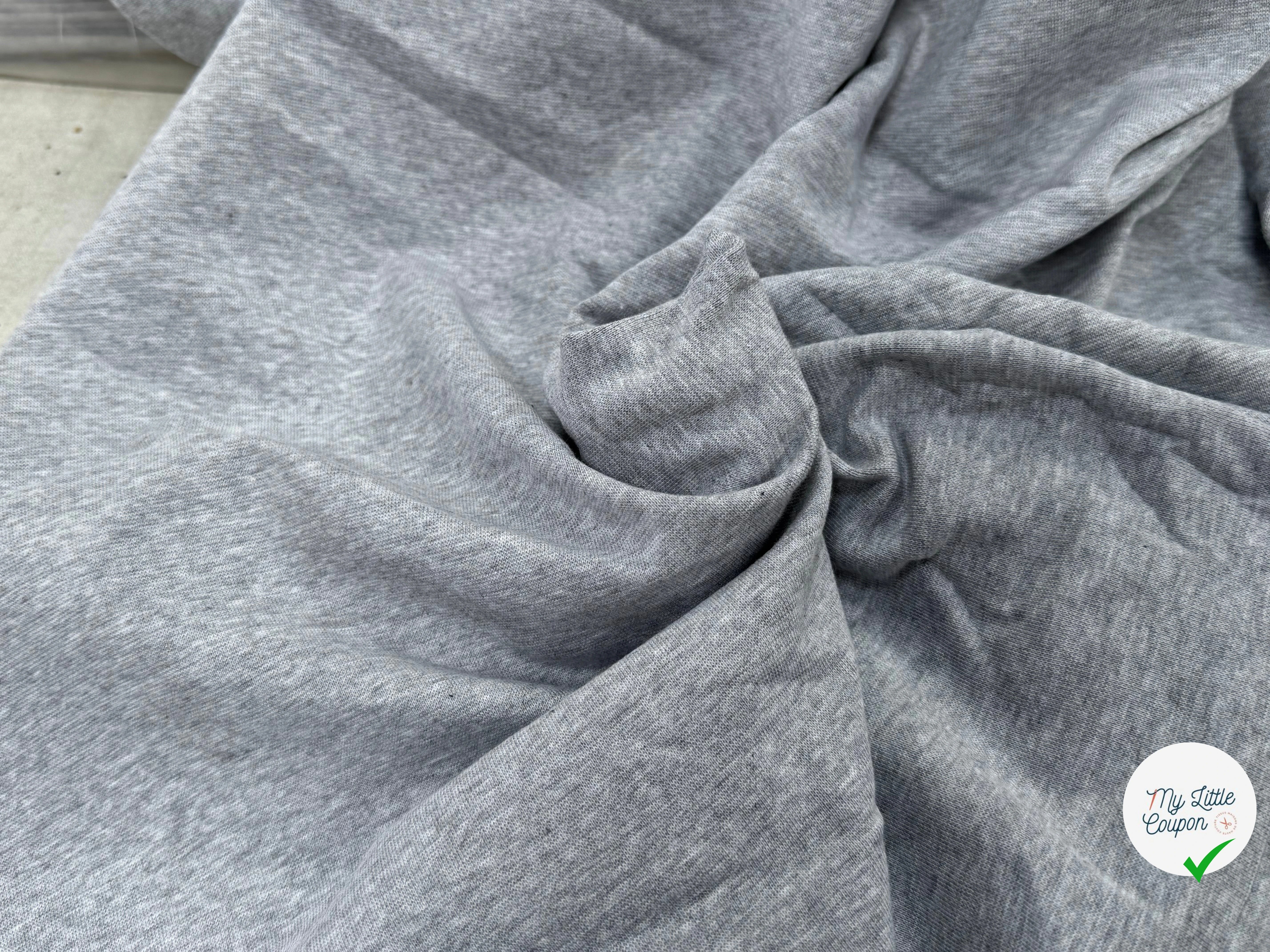 JERSEY COTON 2% ÉLASTHANNE TUBULAIRE 70CM CÔTE 1X1 GRIS CHINÉ CLAIR - My Little Coupon
