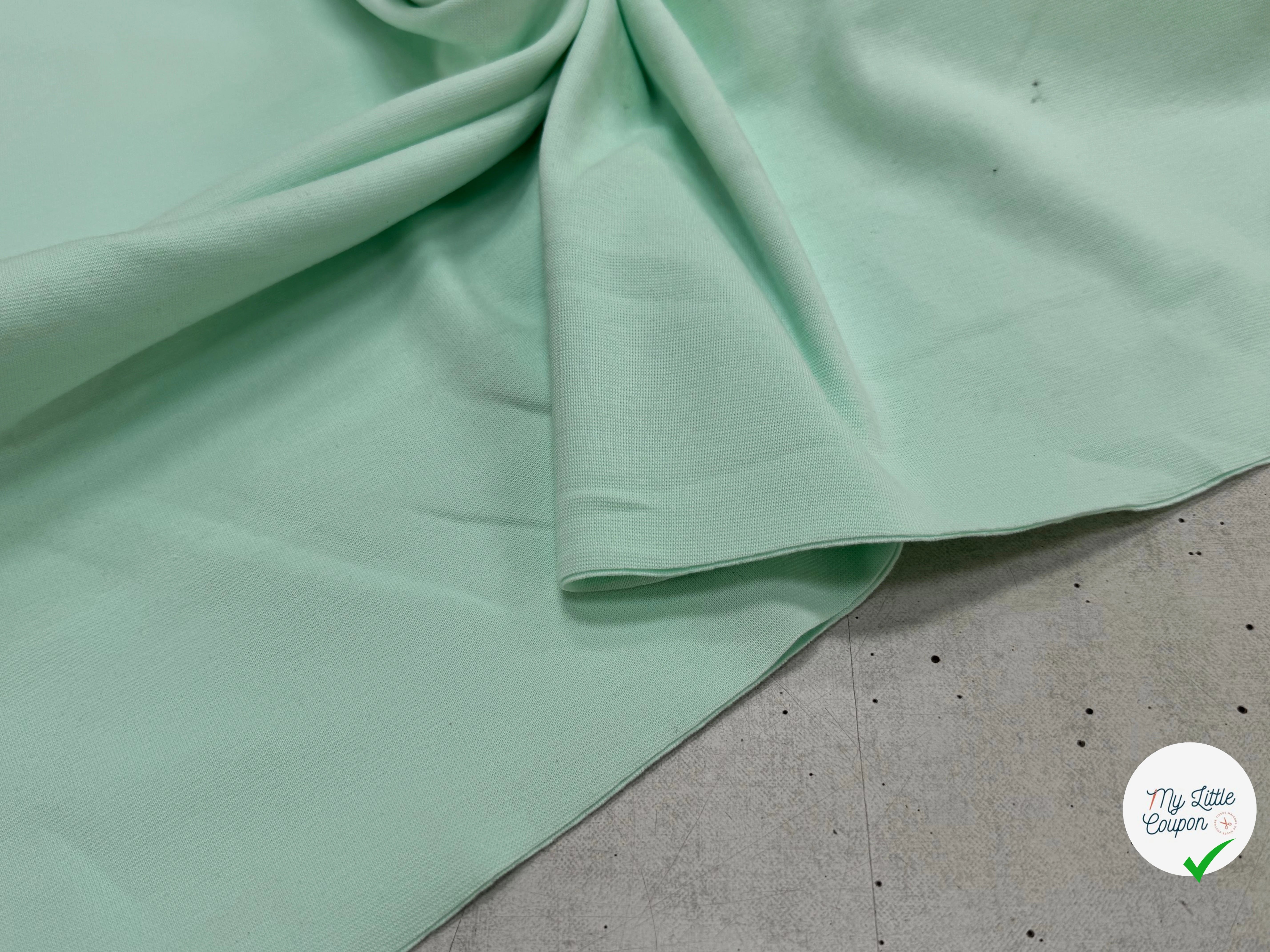 JERSEY COTON 2% ÉLASTHANNE TUBULAIRE 70CM CÔTE 1X1 HONEYDEW - My Little Coupon