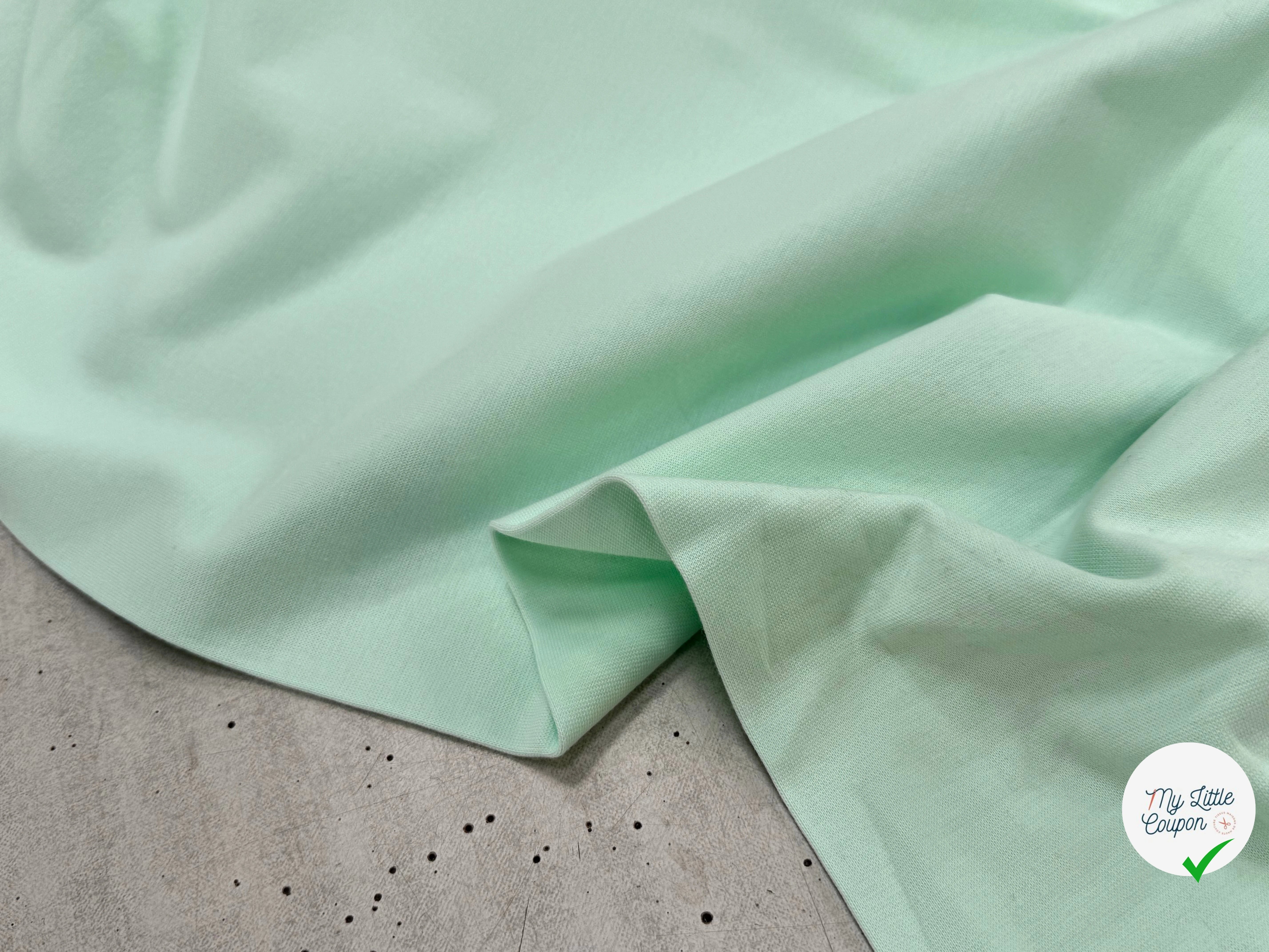 JERSEY COTON 2% ÉLASTHANNE TUBULAIRE 70CM CÔTE 1X1 HONEYDEW - My Little Coupon