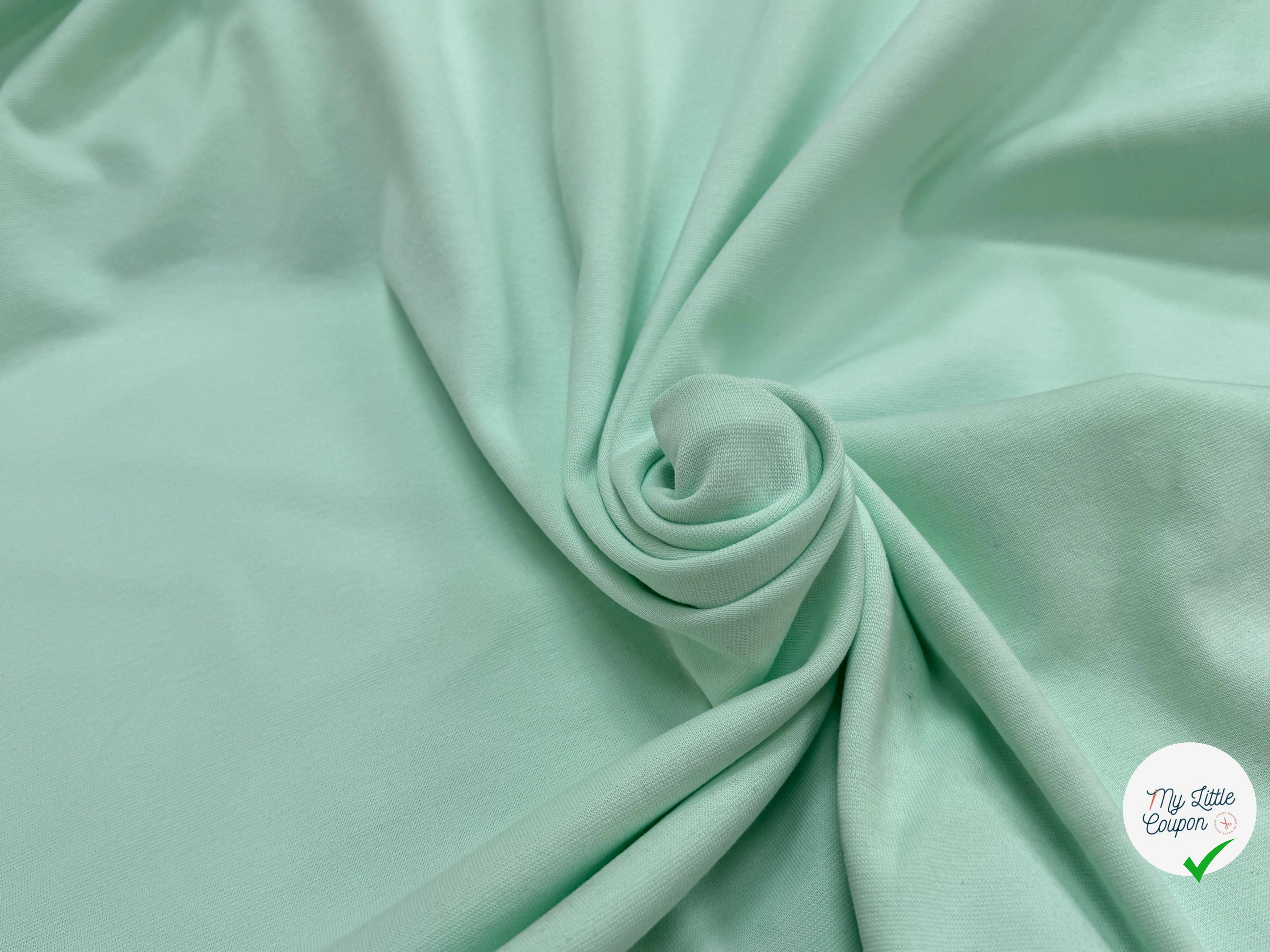 JERSEY COTON 2% ÉLASTHANNE TUBULAIRE 70CM CÔTE 1X1 HONEYDEW - My Little Coupon