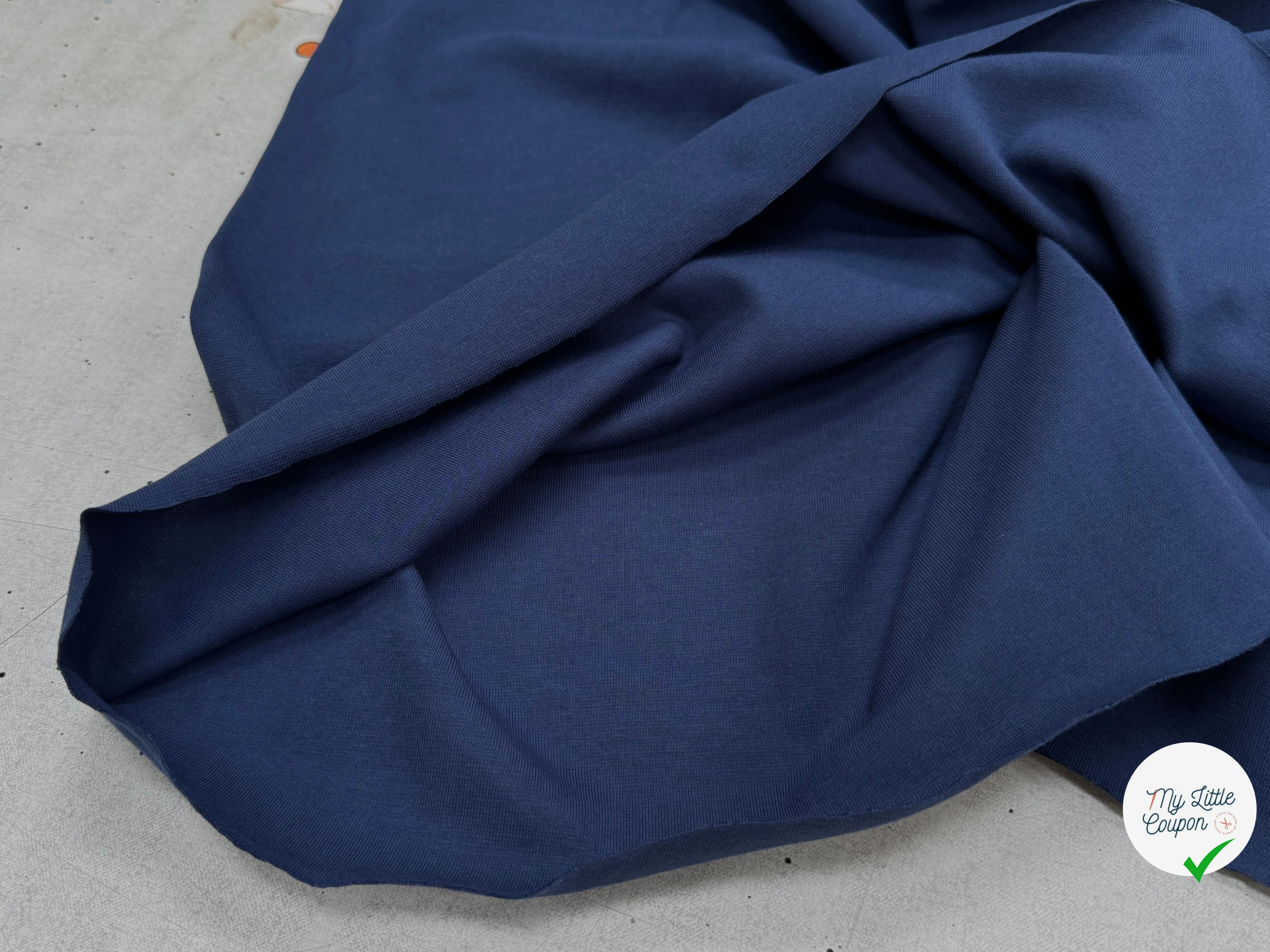 JERSEY COTON 2% ÉLASTHANNE TUBULAIRE 70CM CÔTE 1X1 INDIGO - My Little Coupon