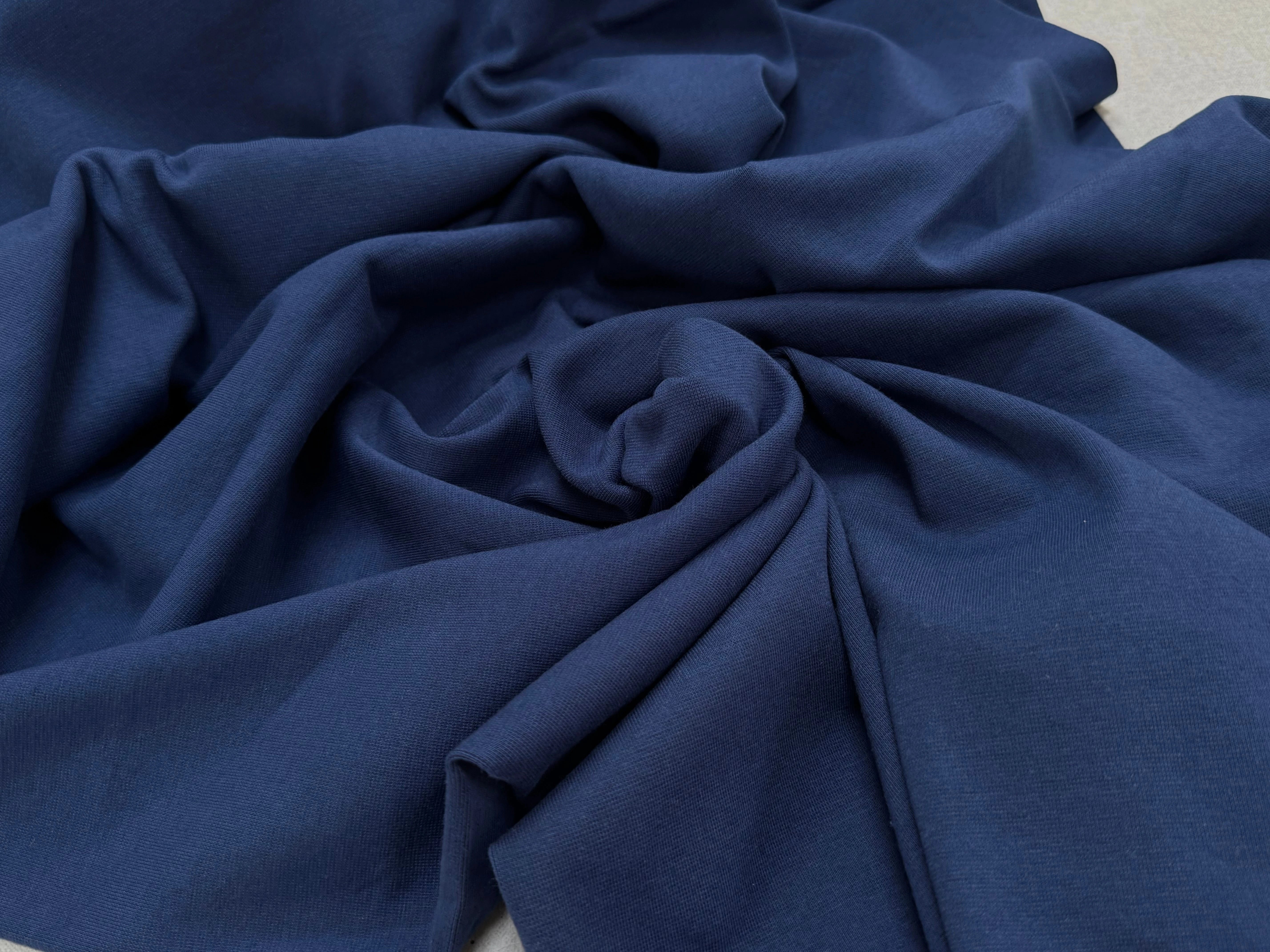 JERSEY COTON 2% ÉLASTHANNE TUBULAIRE 70CM CÔTE 1X1 INDIGO - My Little Coupon