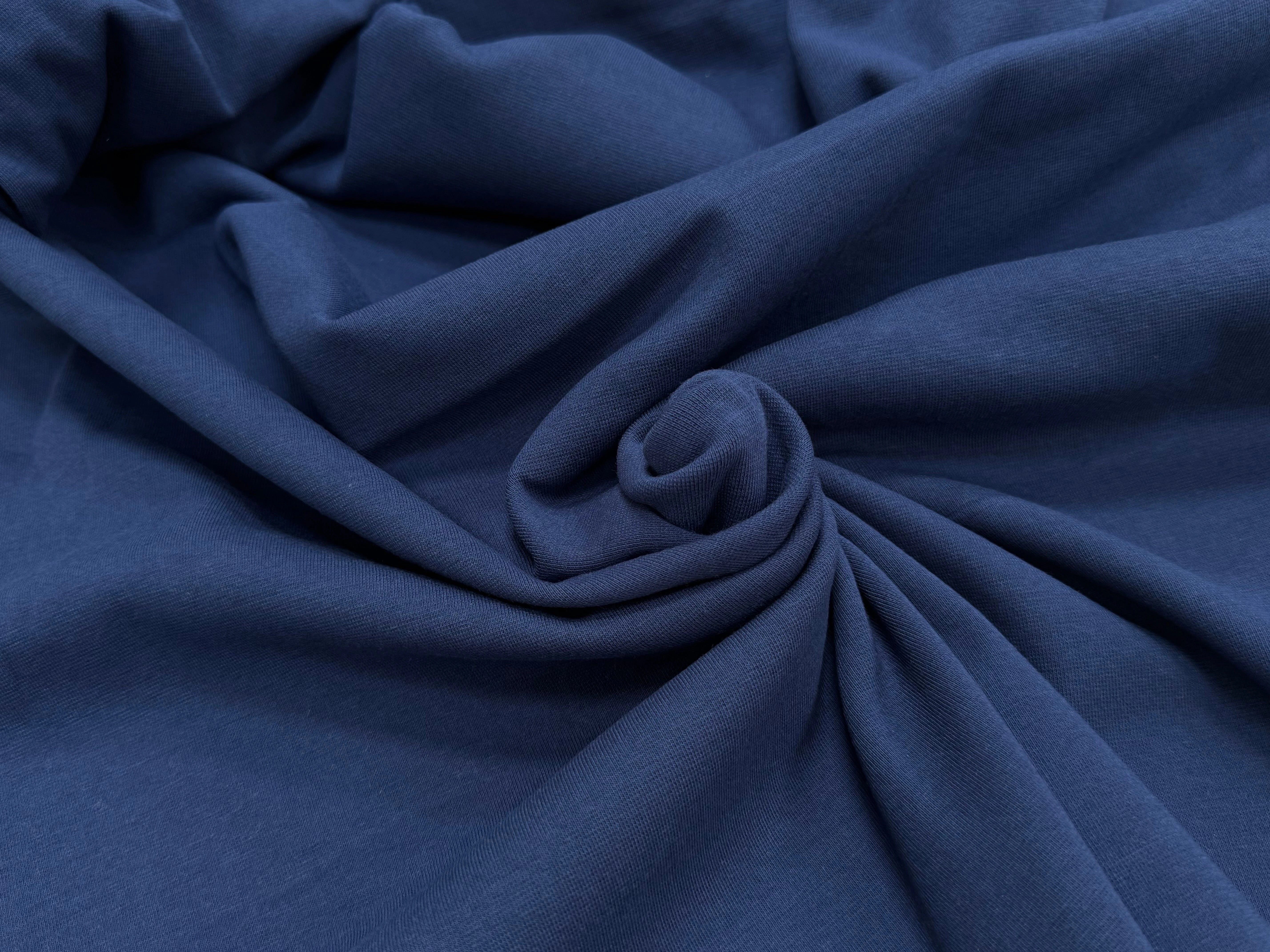 JERSEY COTON 2% ÉLASTHANNE TUBULAIRE 70CM CÔTE 1X1 INDIGO - My Little Coupon