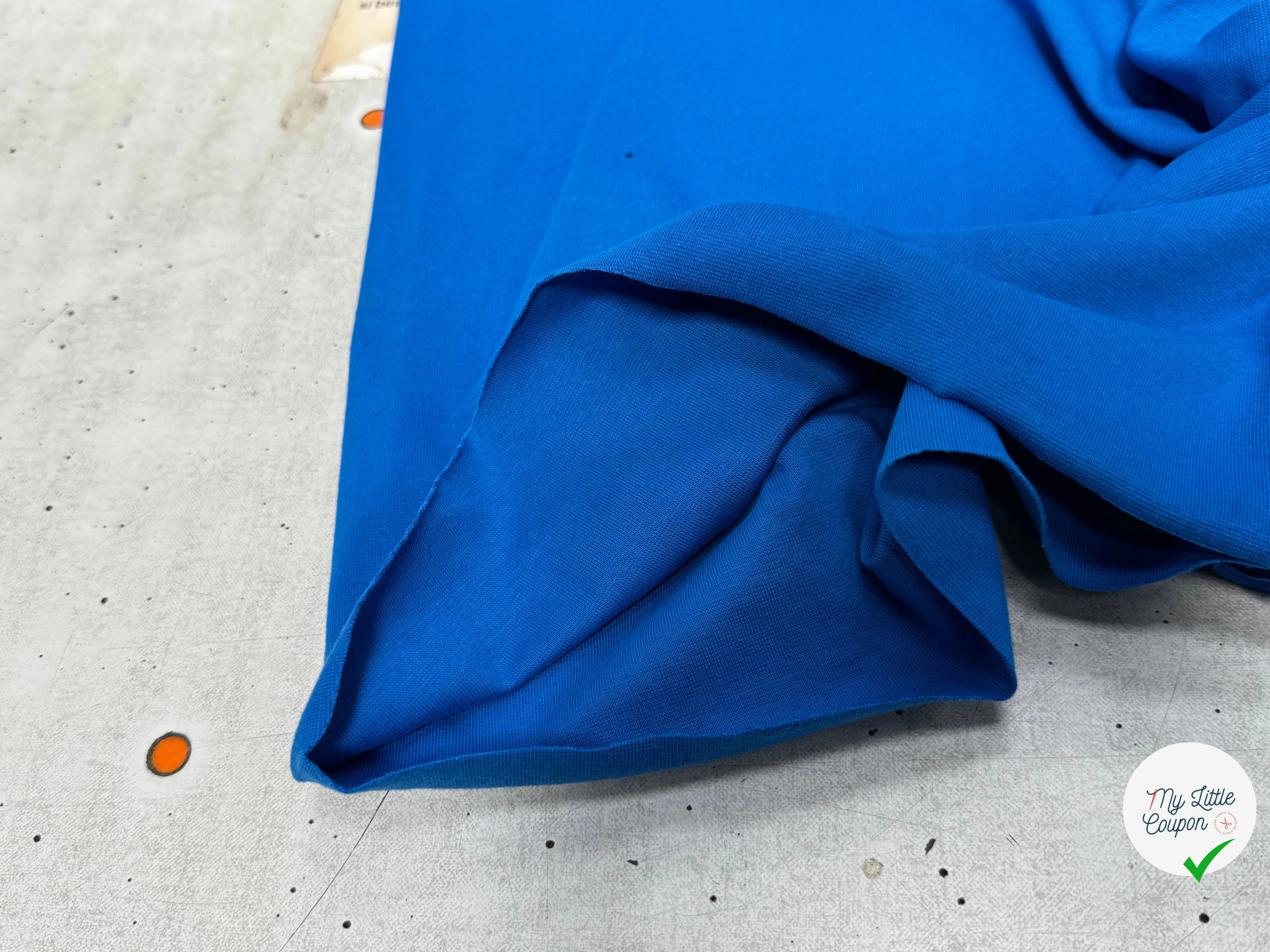JERSEY COTON 2% ÉLASTHANNE TUBULAIRE 70CM CÔTE 1X1 LAPIS BLUE - My Little Coupon