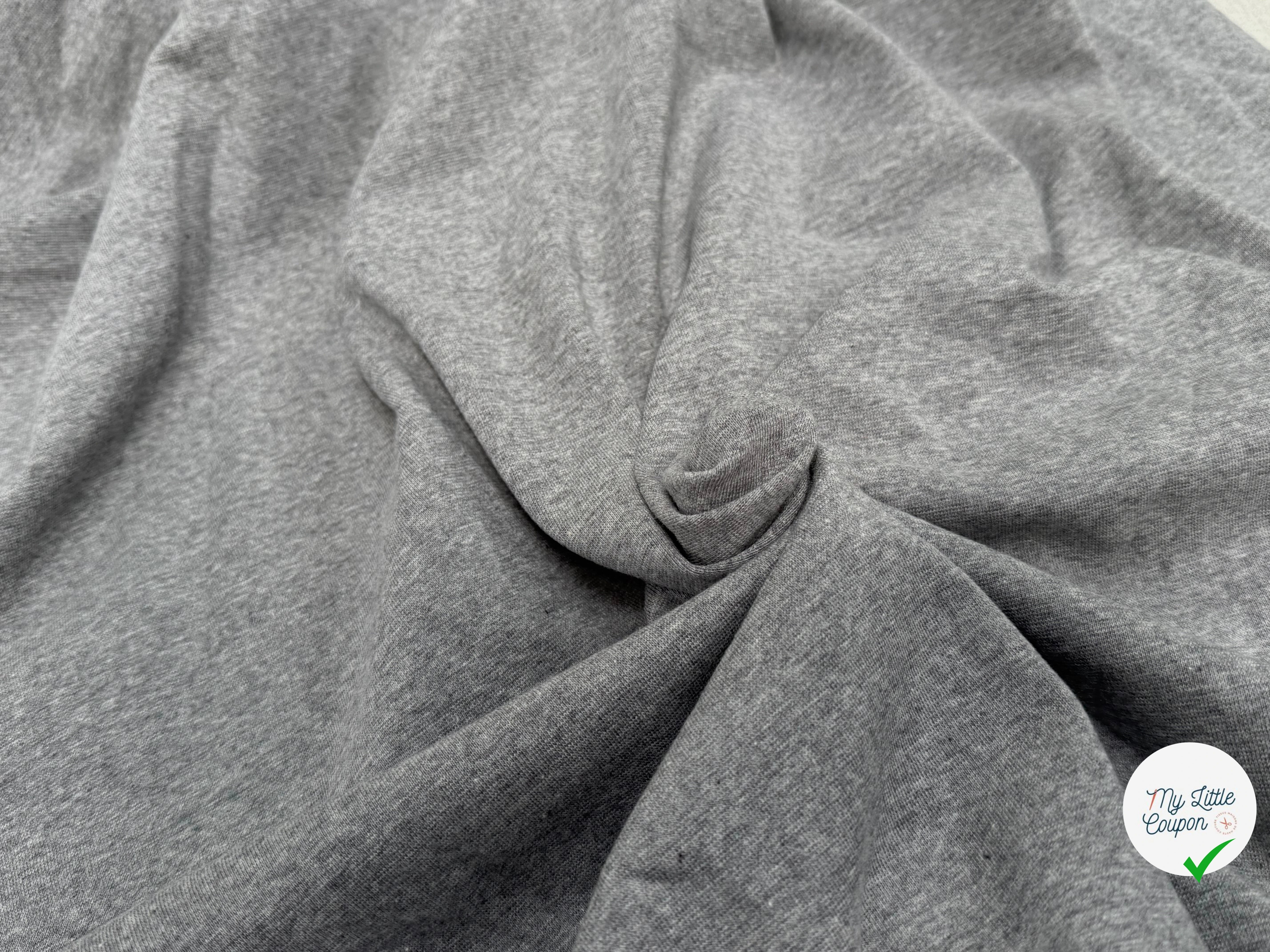 JERSEY COTON 2% ÉLASTHANNE TUBULAIRE 70CM CÔTE 1X1 LIGHT HEATHER GREY - My Little Coupon