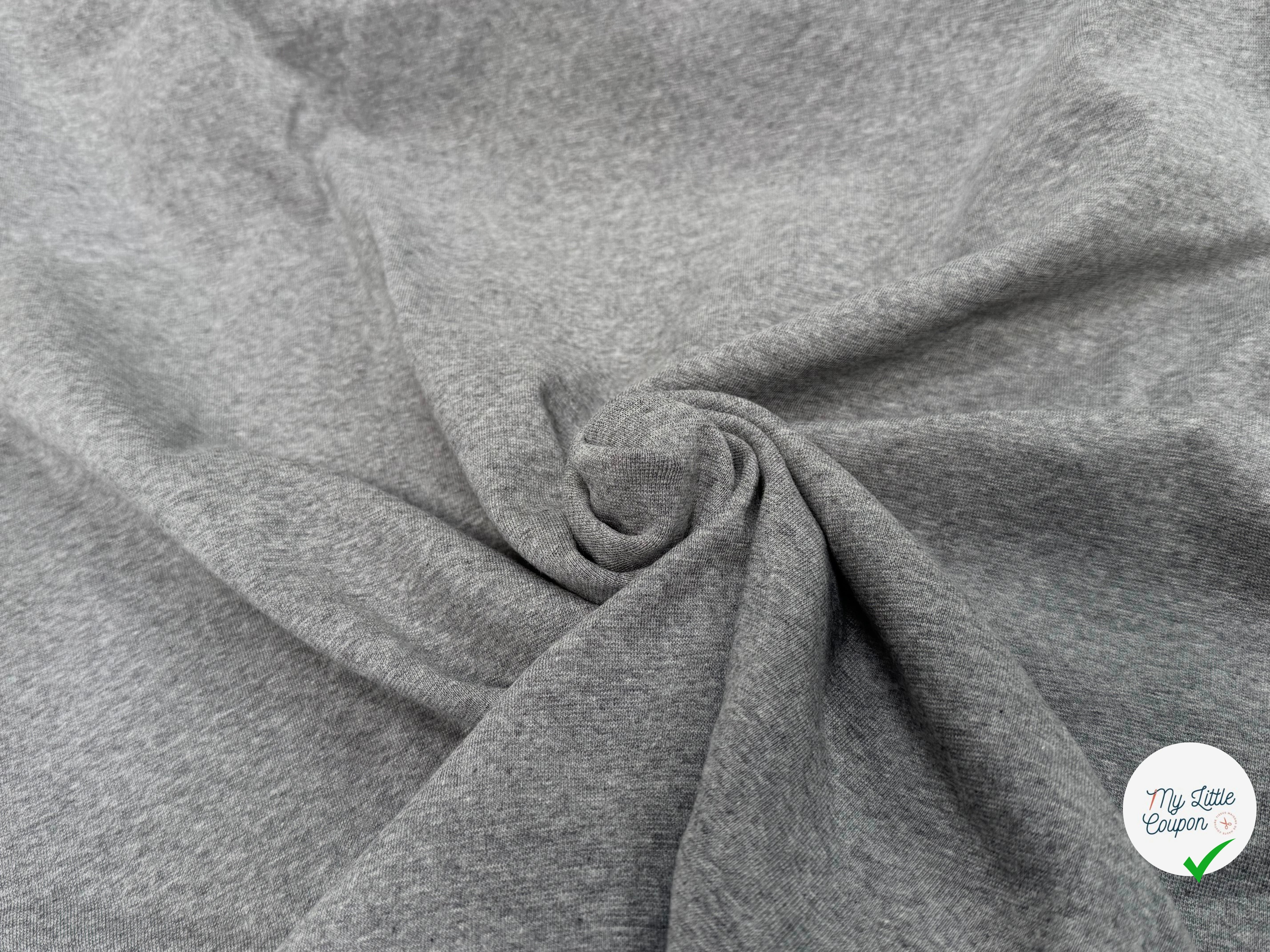 JERSEY COTON 2% ÉLASTHANNE TUBULAIRE 70CM CÔTE 1X1 LIGHT HEATHER GREY - My Little Coupon