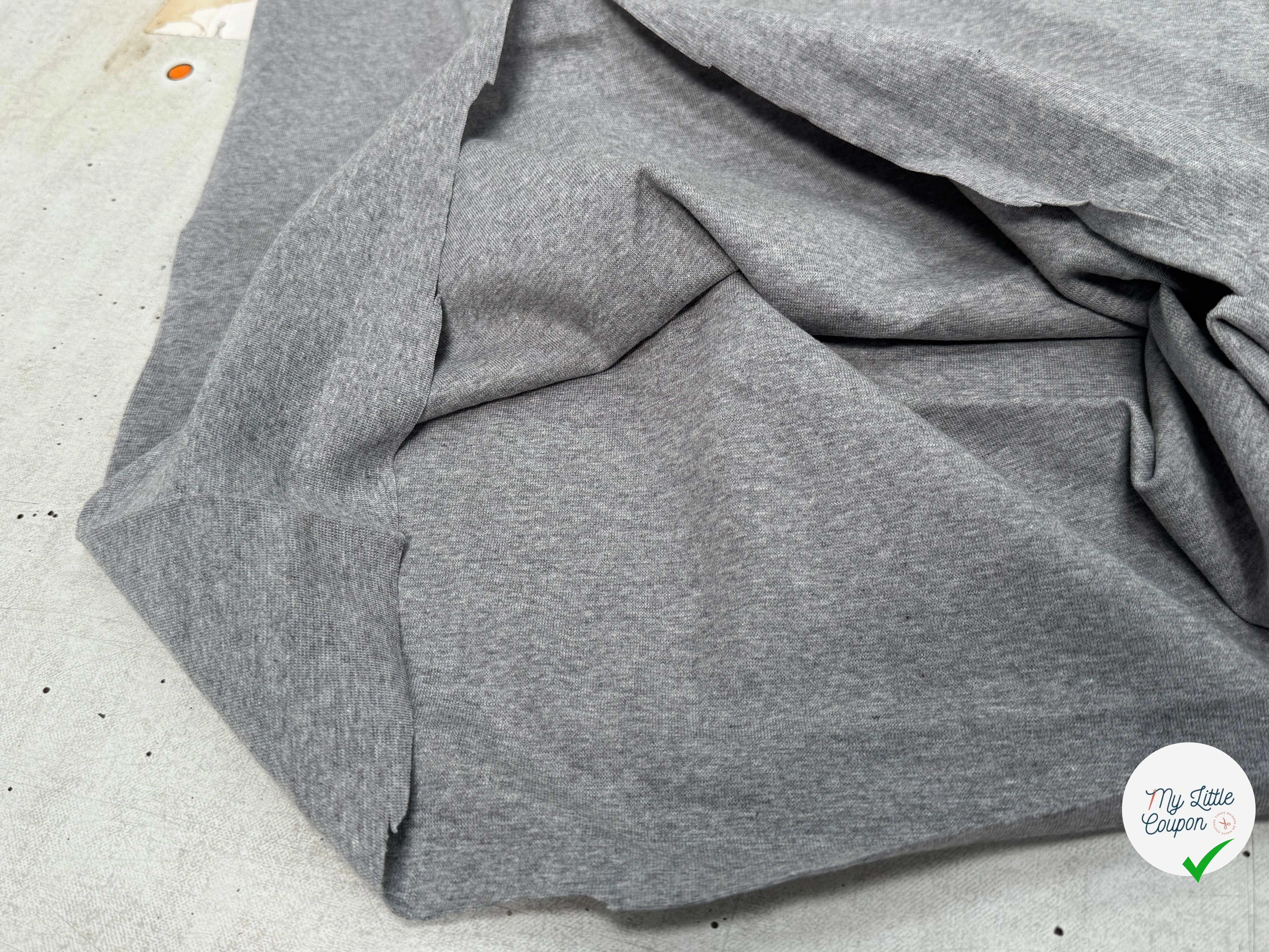 JERSEY COTON 2% ÉLASTHANNE TUBULAIRE 70CM CÔTE 1X1 LIGHT HEATHER GREY - My Little Coupon