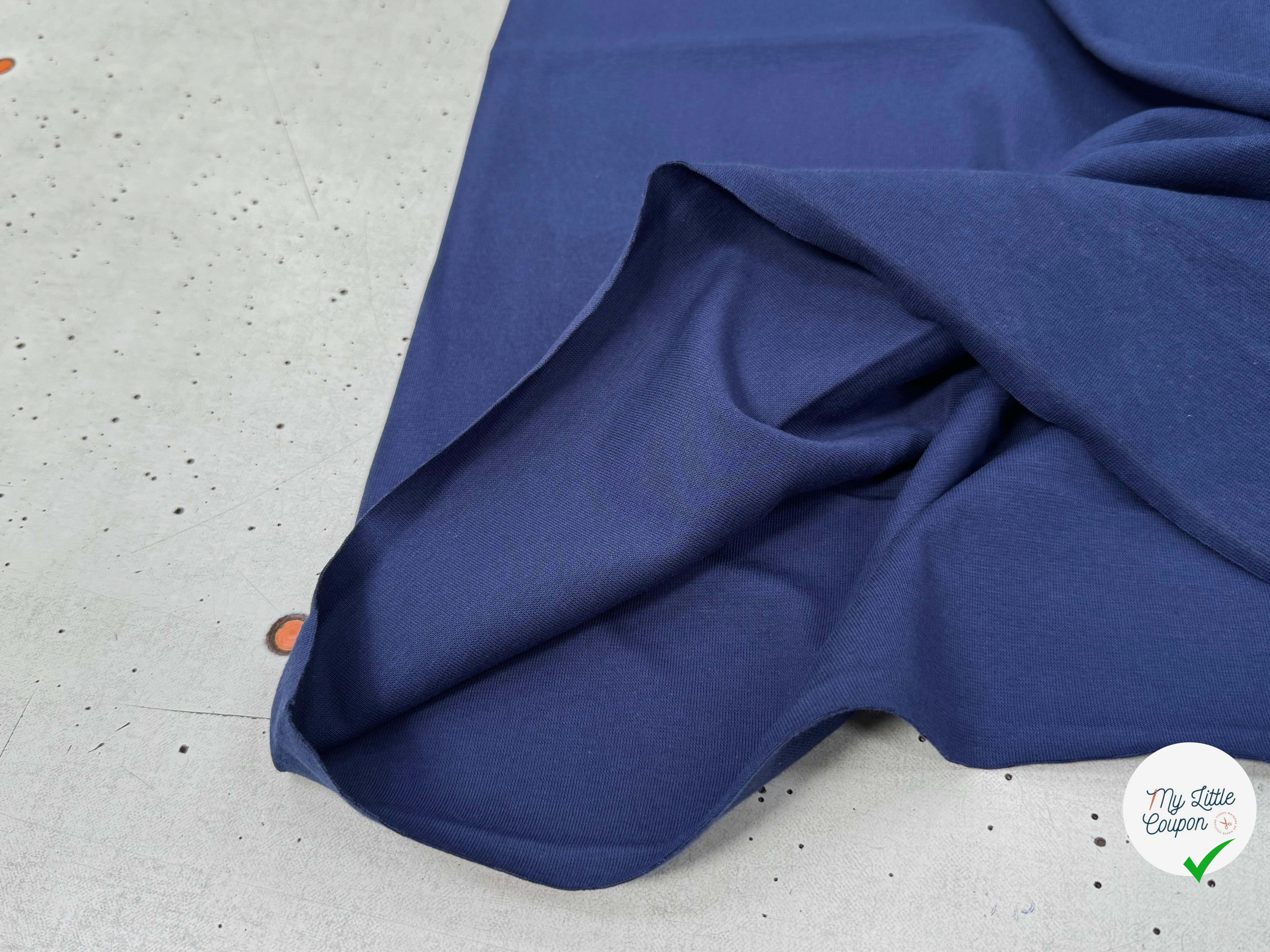 JERSEY COTON 2% ÉLASTHANNE TUBULAIRE 70CM CÔTE 1X1 MEDIEVAL BLUE - My Little Coupon