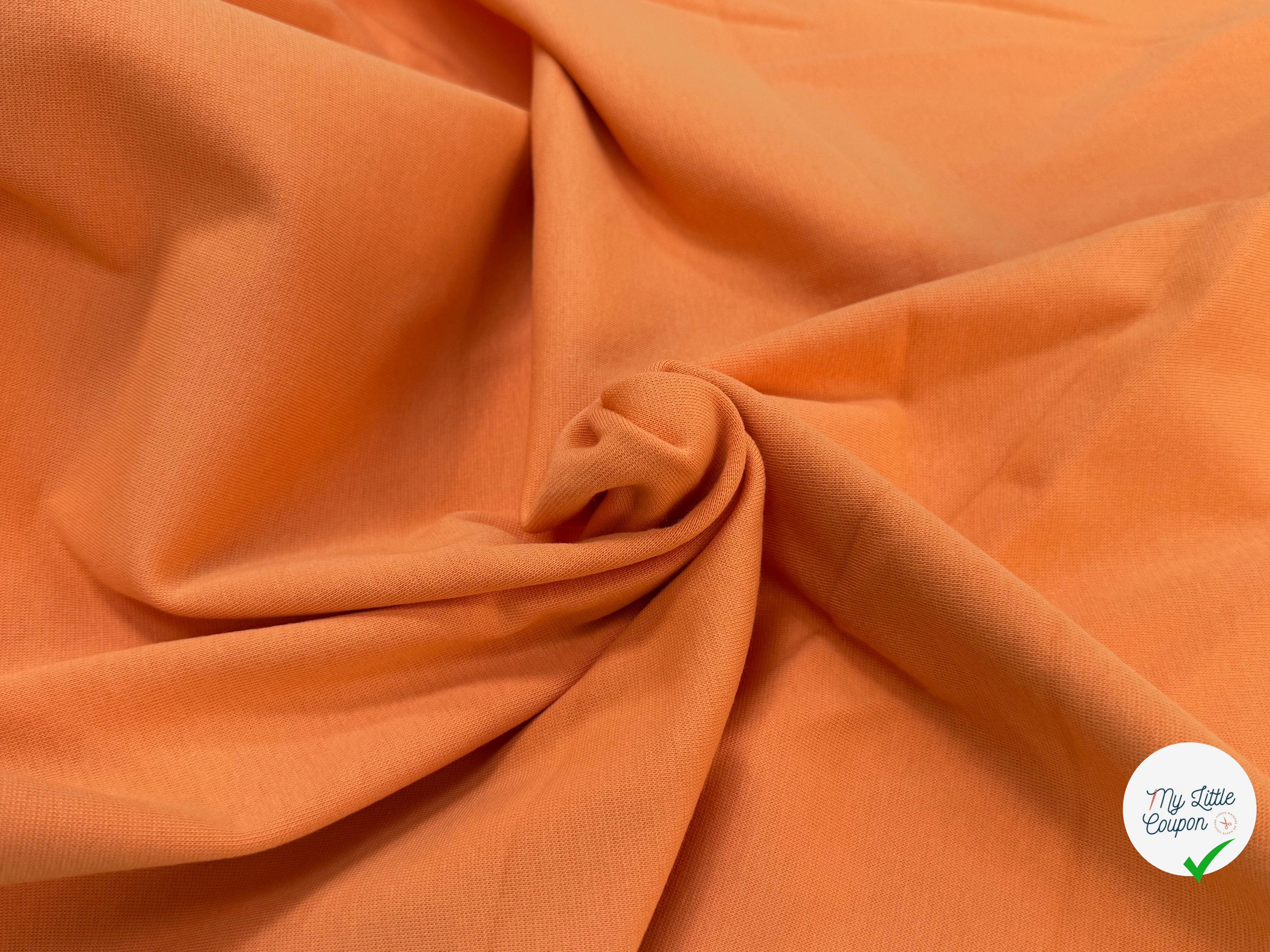 JERSEY COTON 2% ÉLASTHANNE TUBULAIRE 70CM CÔTE 1X1 MUSKMELON - My Little Coupon