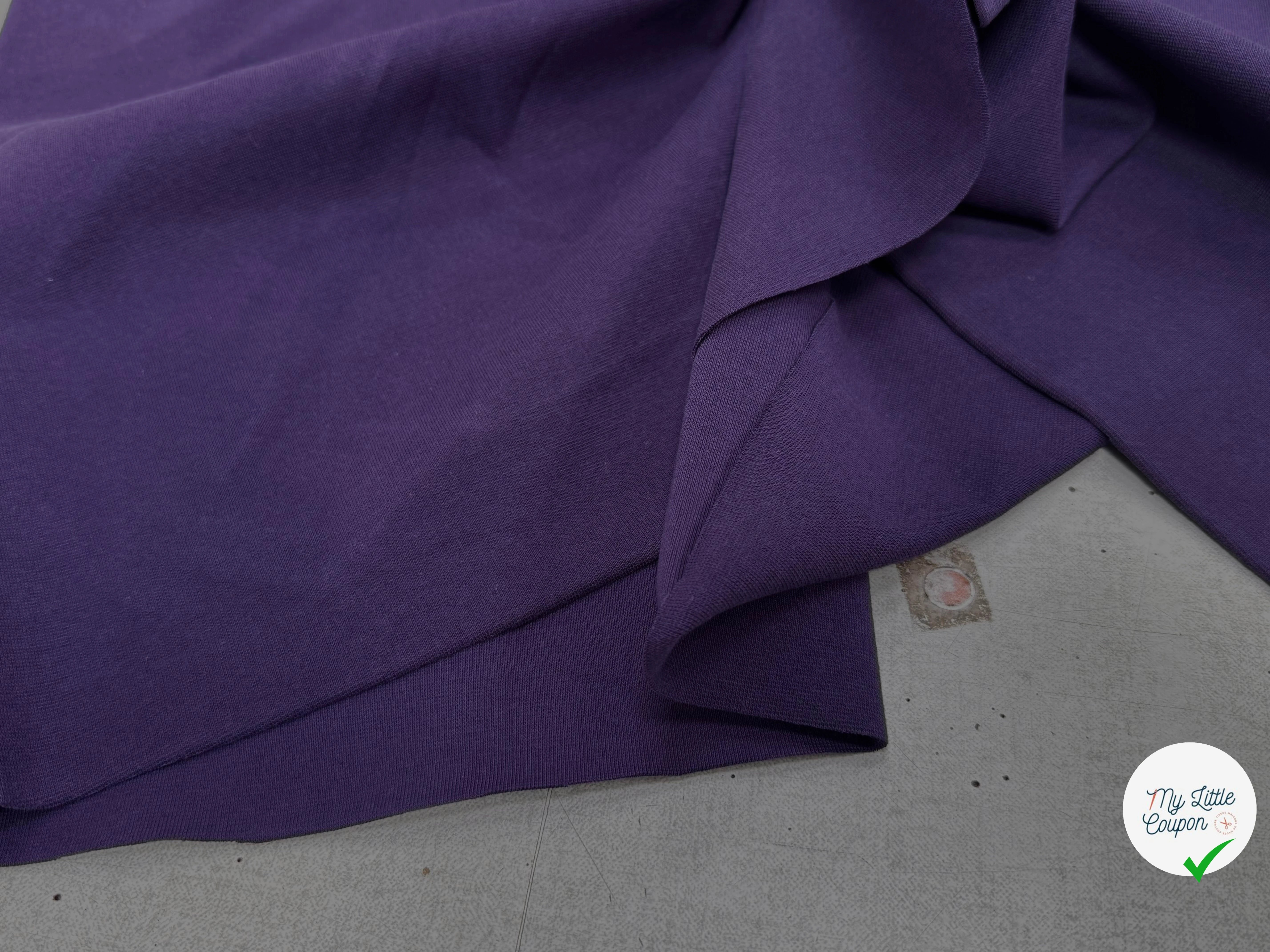 JERSEY COTON 2% ÉLASTHANNE TUBULAIRE 70CM CÔTE 1X1 PURPLE VELVET - My Little Coupon