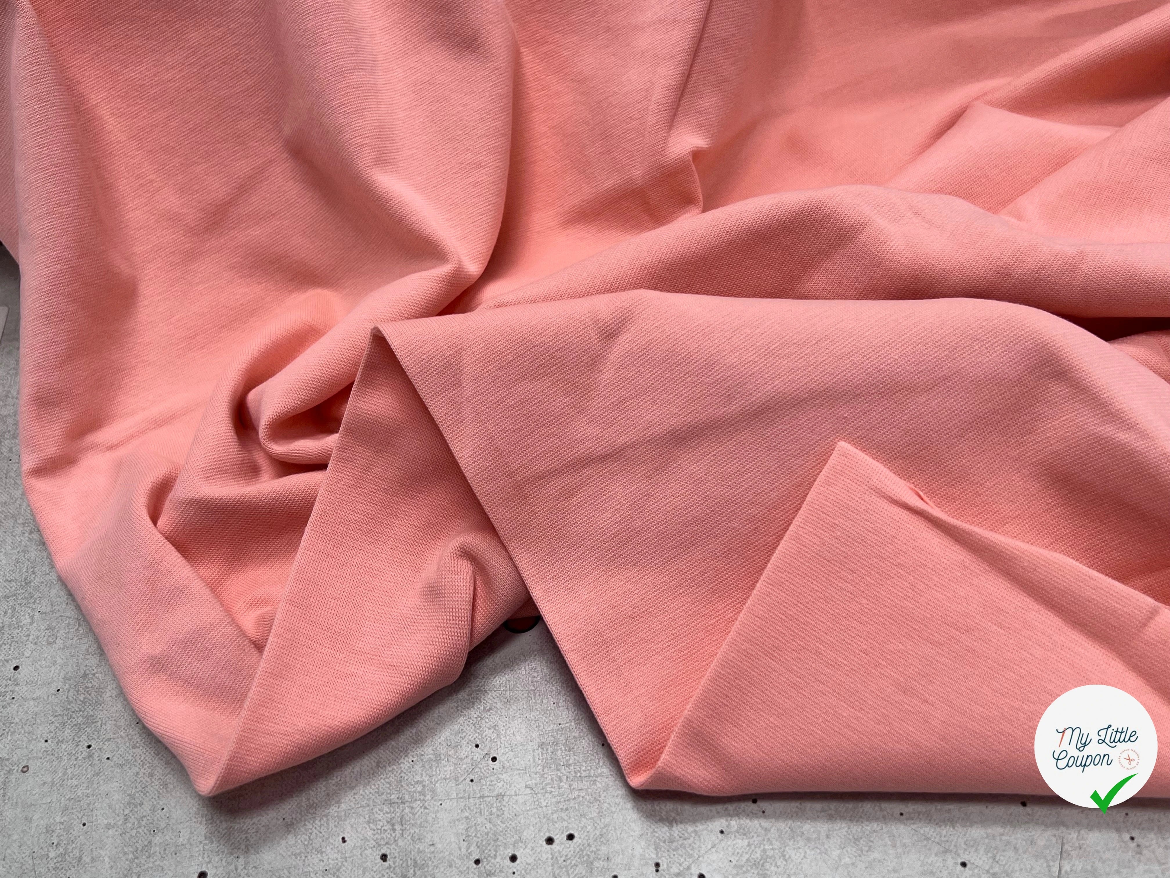 JERSEY COTON 2% ÉLASTHANNE TUBULAIRE 70CM CÔTE 1X1 ROSE CAMUSET - My Little Coupon