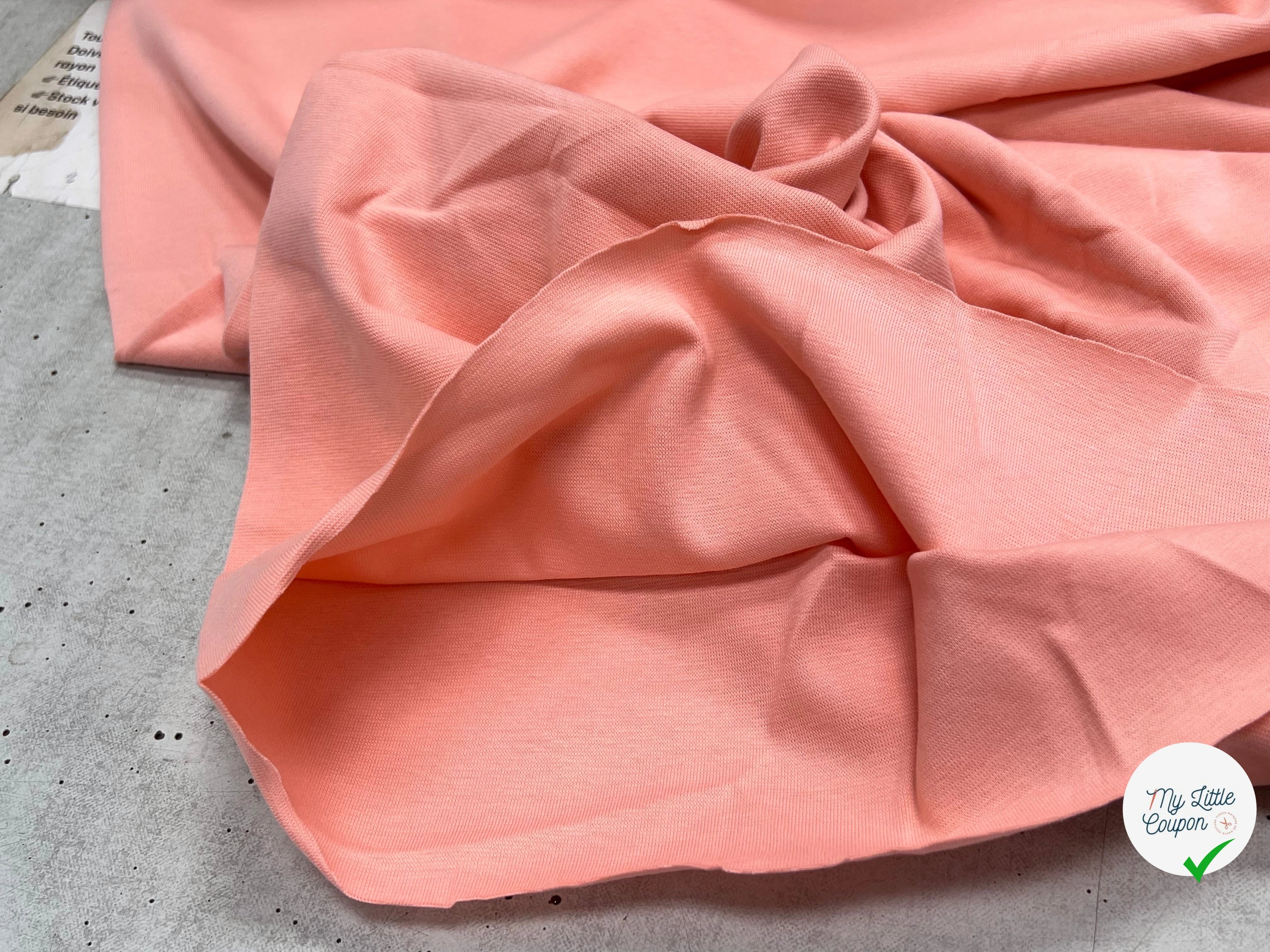 JERSEY COTON 2% ÉLASTHANNE TUBULAIRE 70CM CÔTE 1X1 ROSE CAMUSET - My Little Coupon