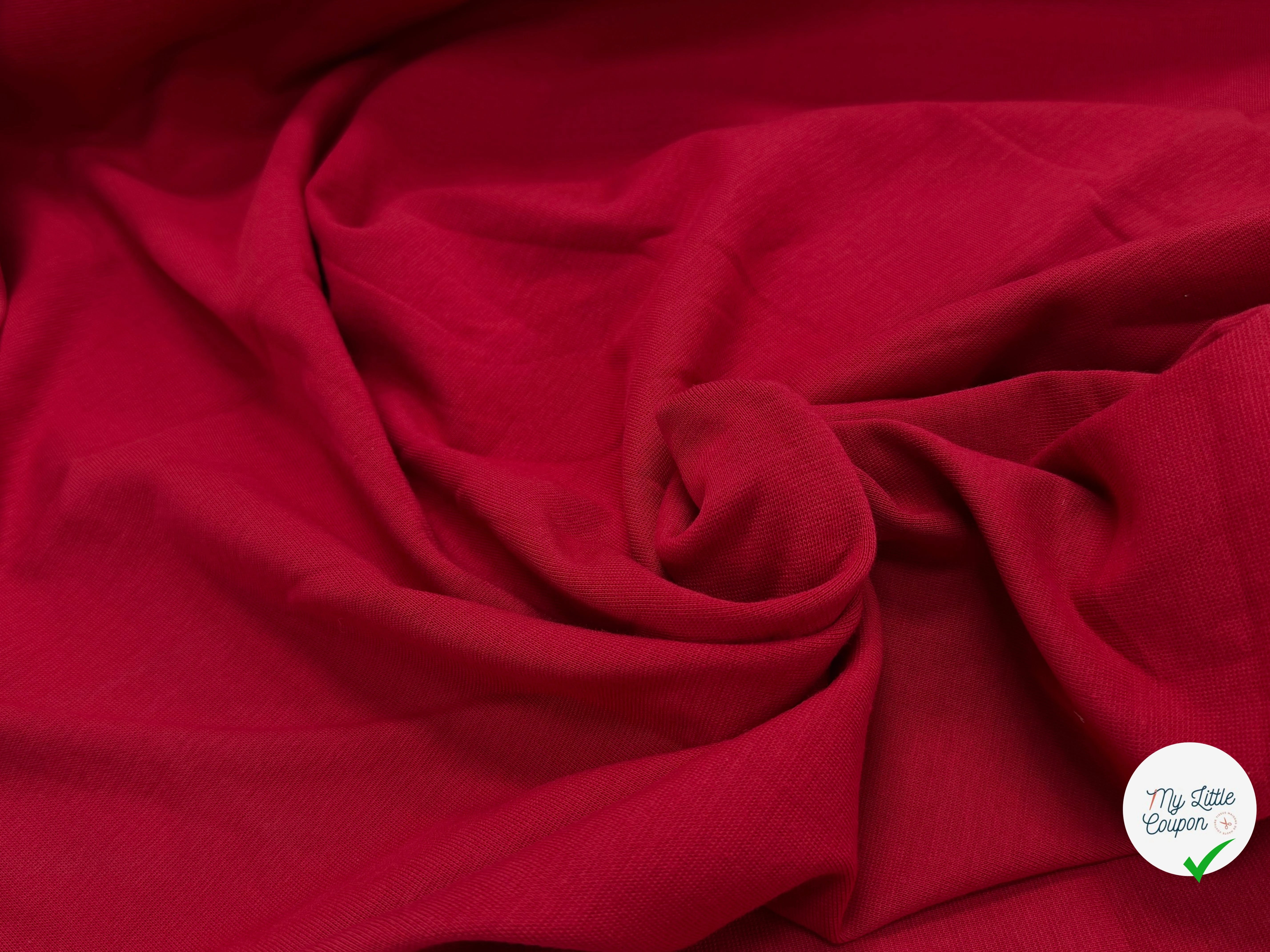 JERSEY COTON 2% ÉLASTHANNE TUBULAIRE 70CM CÔTE 1X1 SAWI RED - My Little Coupon