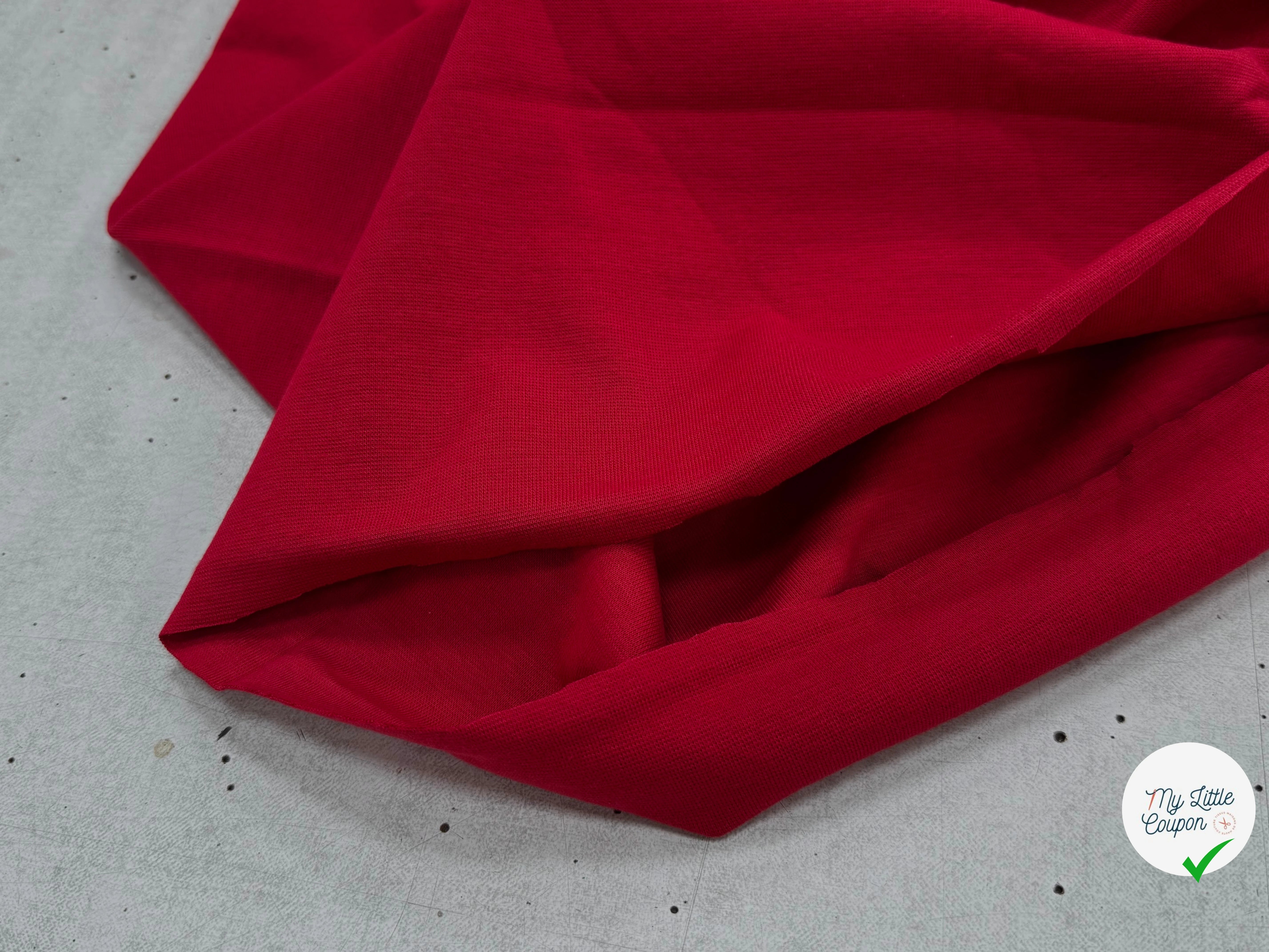 JERSEY COTON 2% ÉLASTHANNE TUBULAIRE 70CM CÔTE 1X1 SAWI RED - My Little Coupon