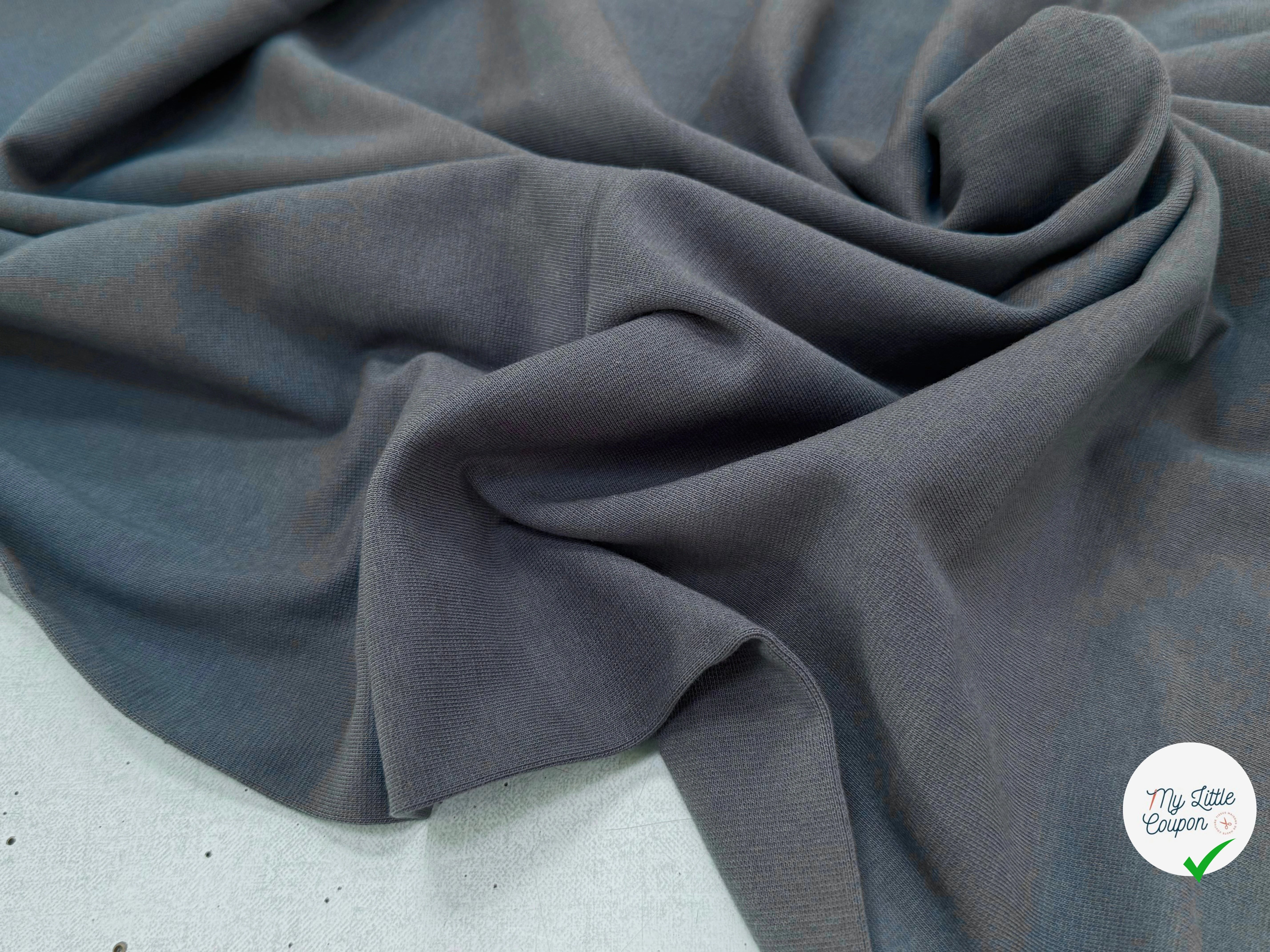 JERSEY COTON 2% ÉLASTHANNE TUBULAIRE 70CM CÔTE 1X1 UNI GRIS - My Little Coupon
