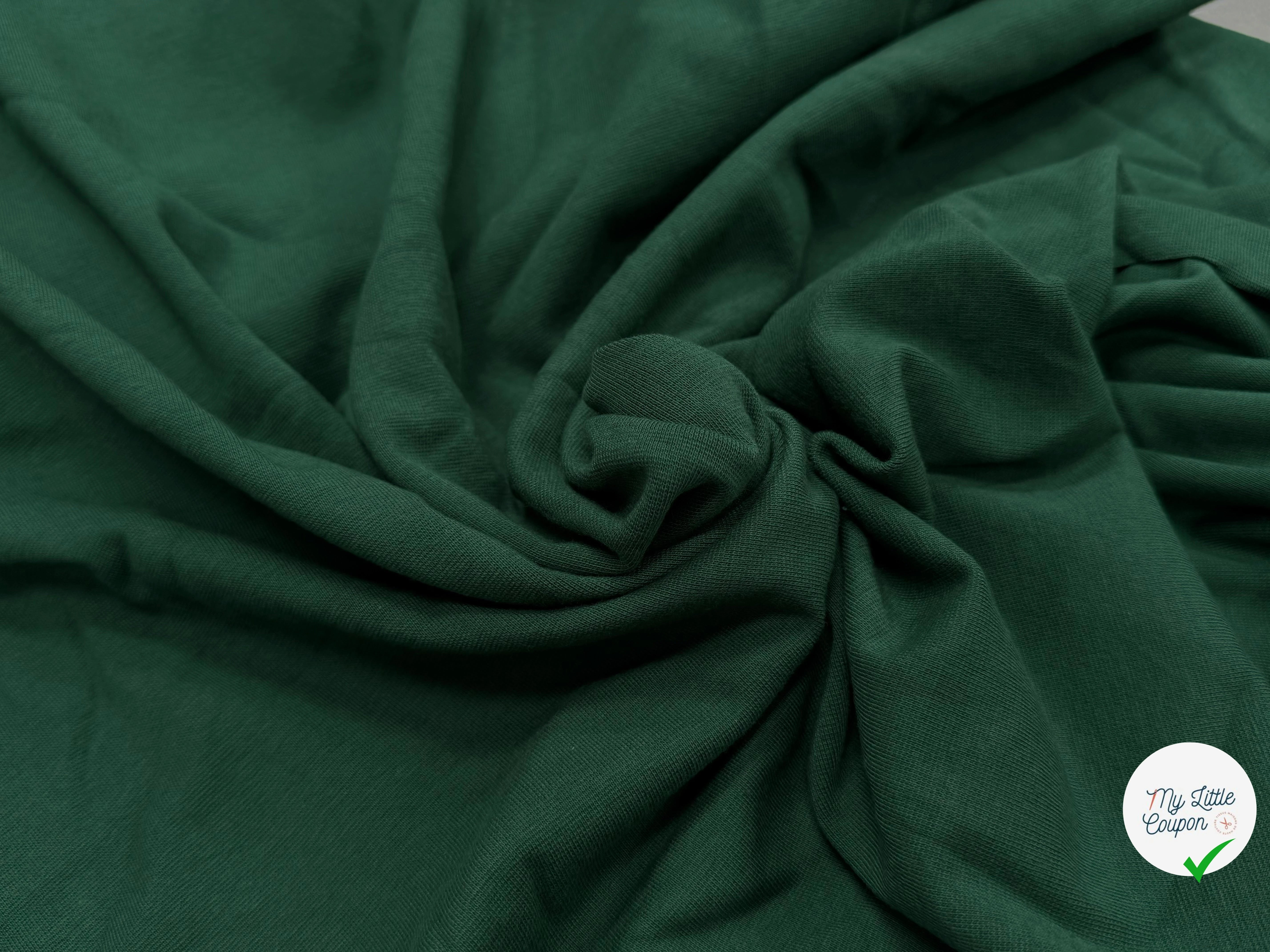 JERSEY COTON 2% ÉLASTHANNE TUBULAIRE 70CM CÔTE 1X1 VERT FONCÉ CAMUSET - My Little Coupon
