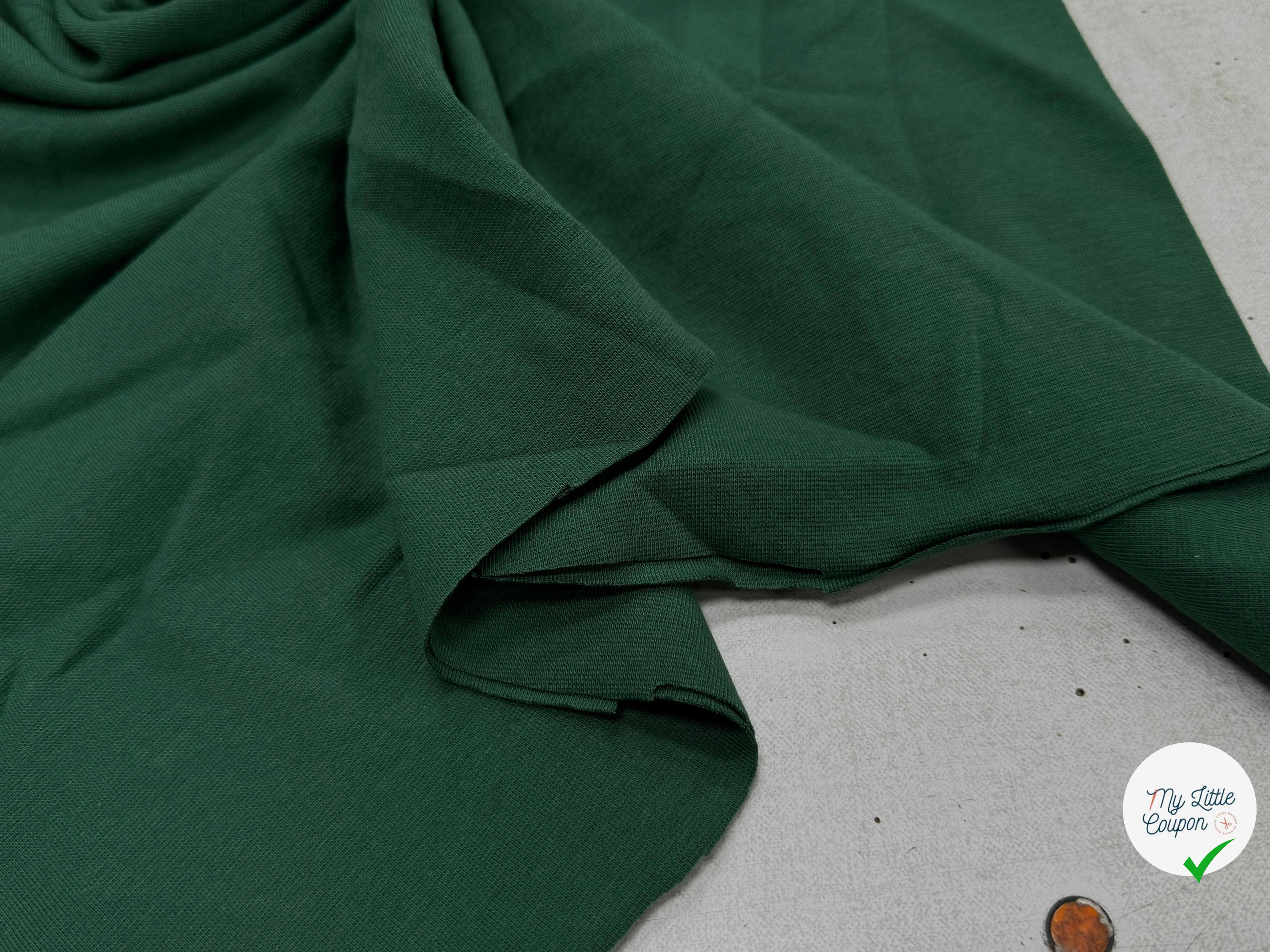 JERSEY COTON 2% ÉLASTHANNE TUBULAIRE 70CM CÔTE 1X1 VERT FONCÉ CAMUSET - My Little Coupon