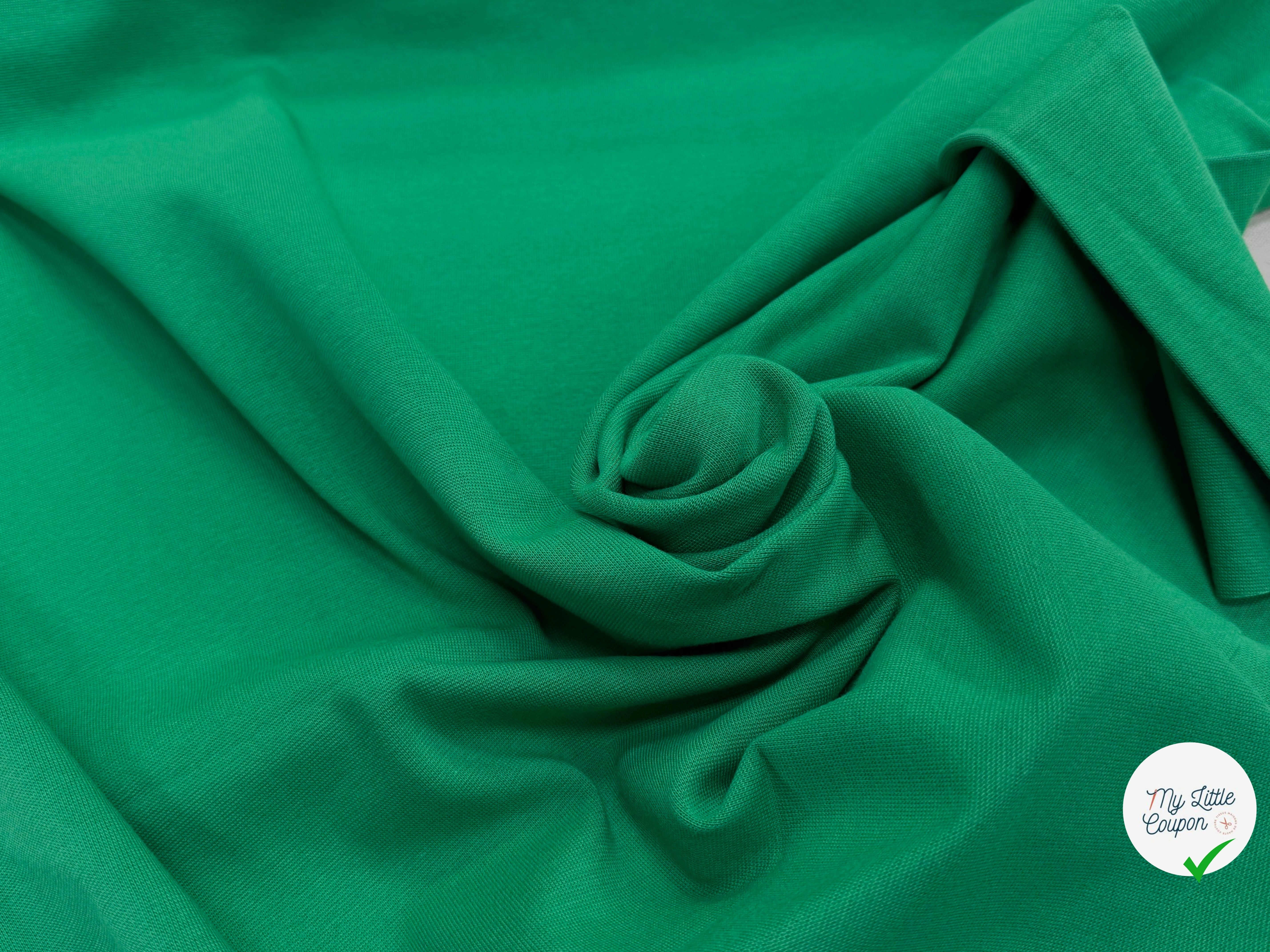JERSEY COTON 2% ÉLASTHANNE TUBULAIRE 70CM CÔTE 1X1 VERT FOREZ - My Little Coupon