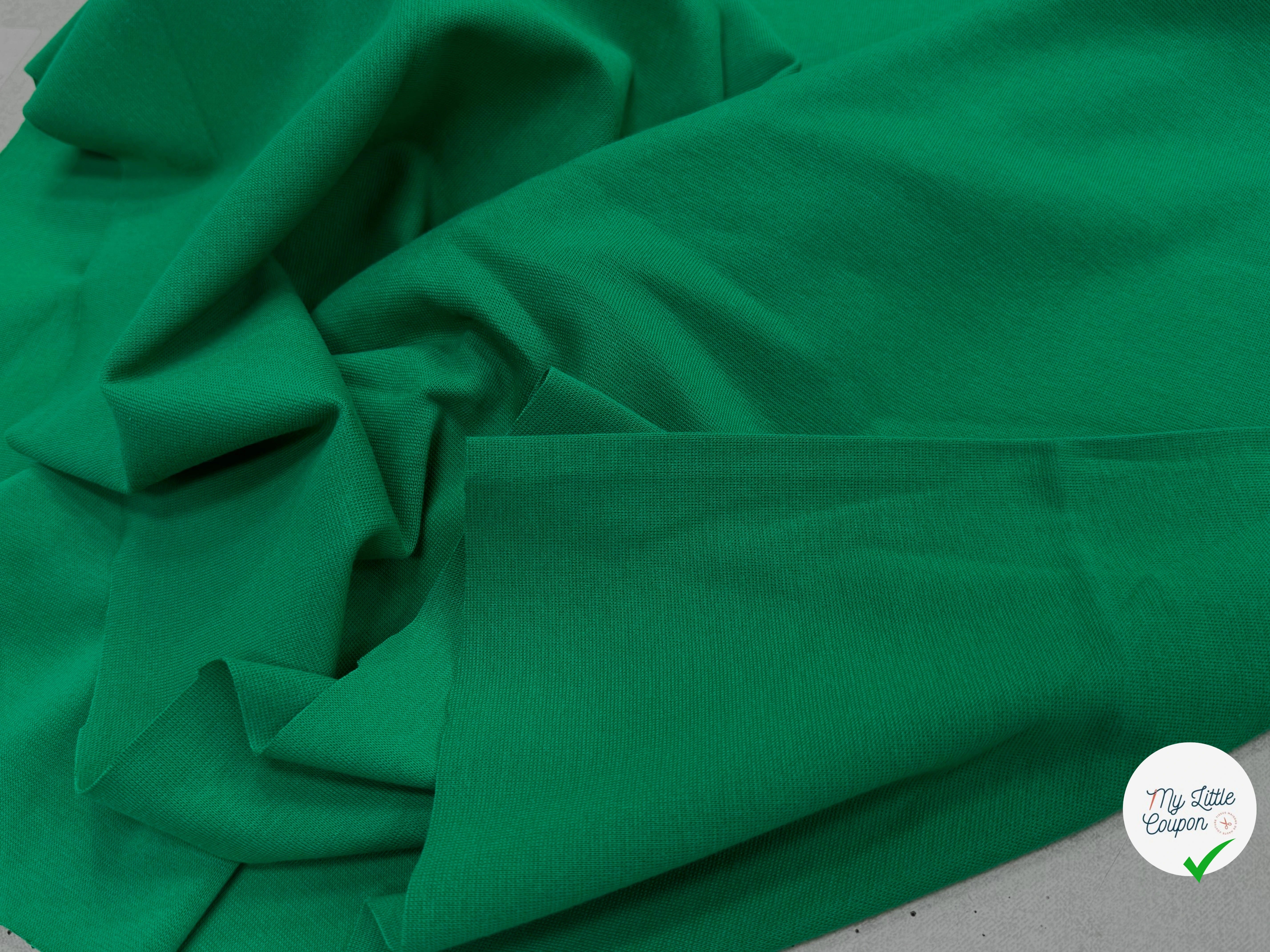 JERSEY COTON 2% ÉLASTHANNE TUBULAIRE 70CM CÔTE 1X1 VERT FOREZ - My Little Coupon