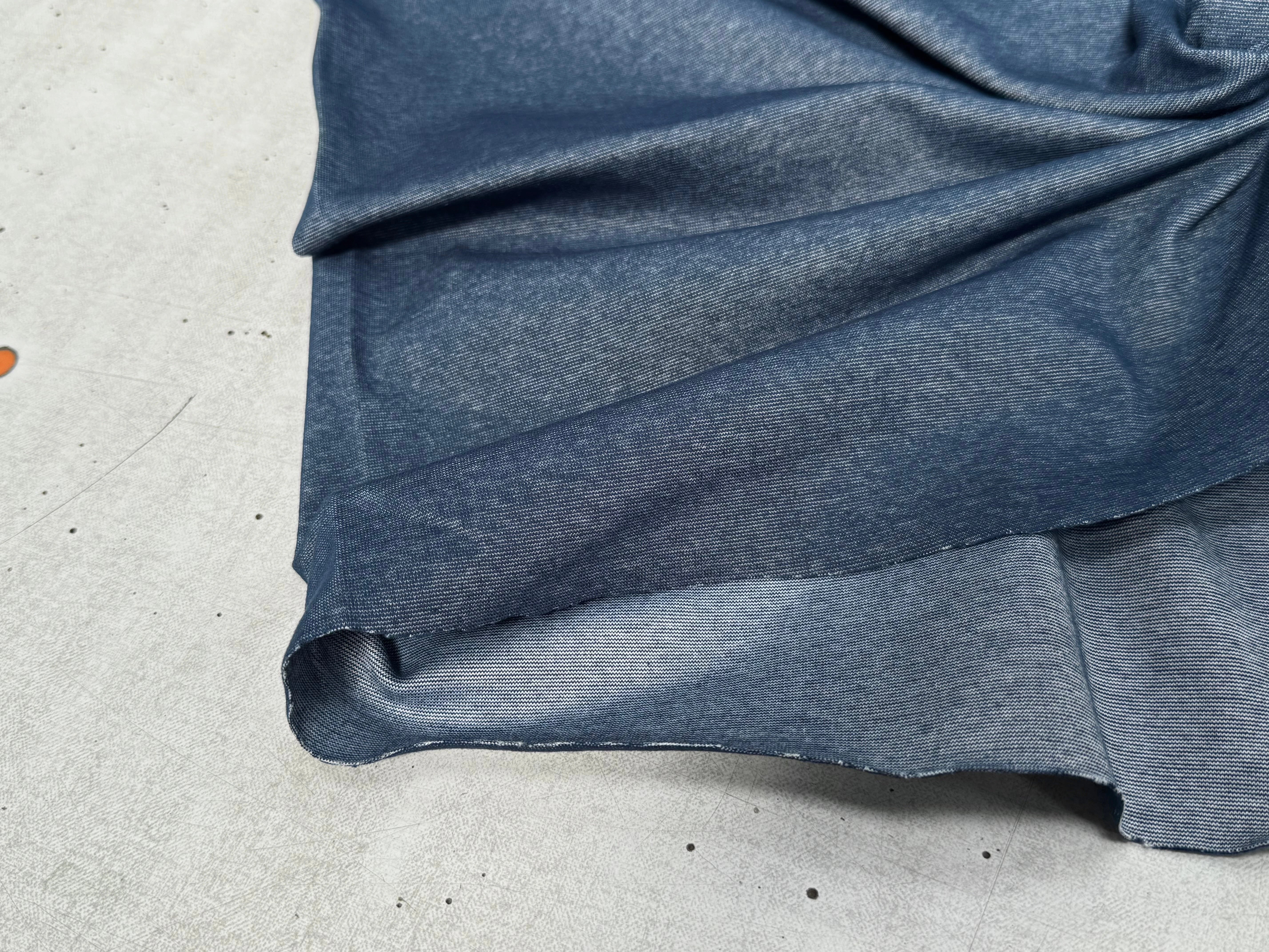 JERSEY COTON 2% ÉLASTHANNE TUBULAIRE 70CM CÔTE 1X1 VICTORY BLUE - My Little Coupon