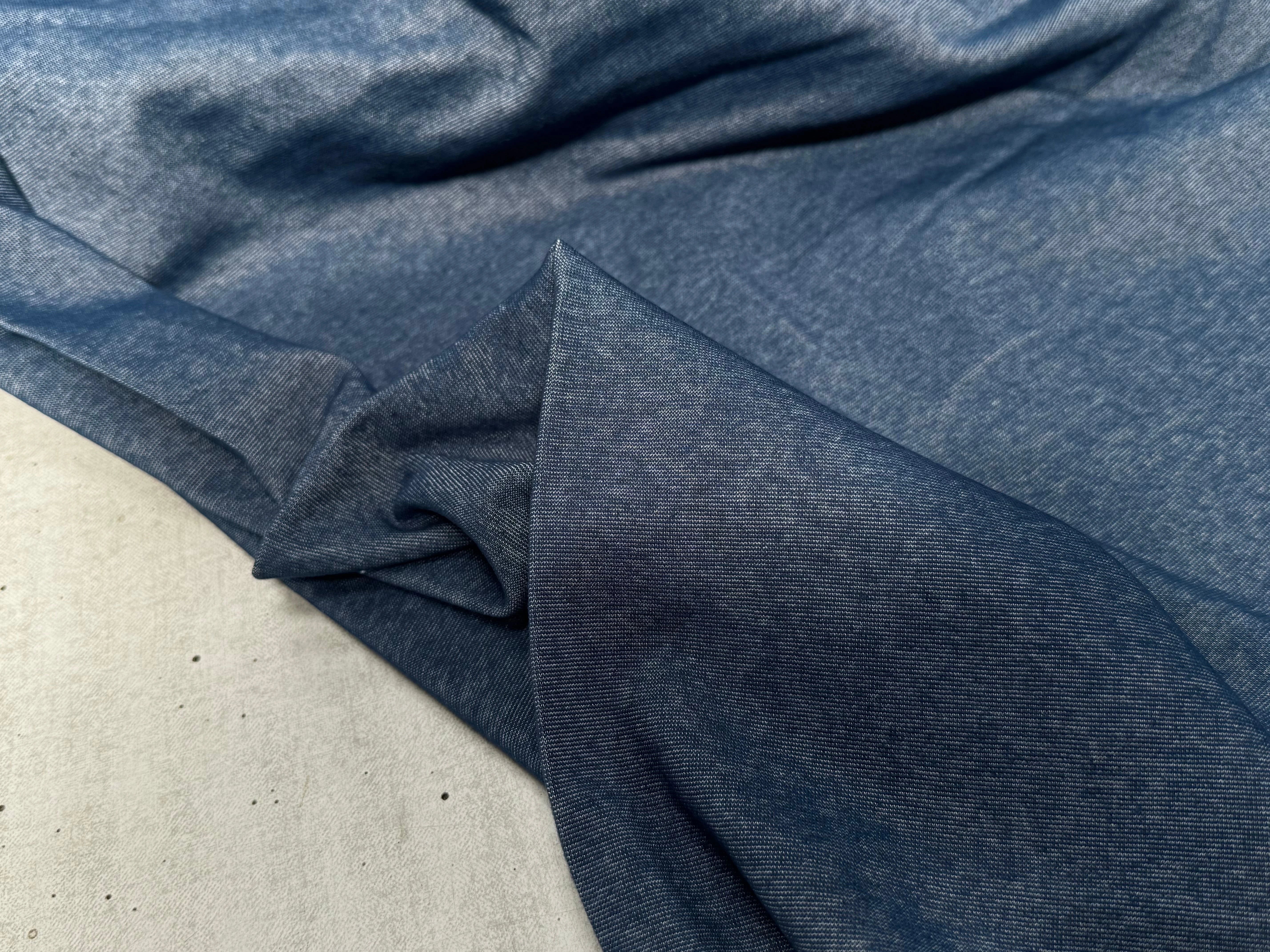 JERSEY COTON 2% ÉLASTHANNE TUBULAIRE 70CM CÔTE 1X1 VICTORY BLUE - My Little Coupon