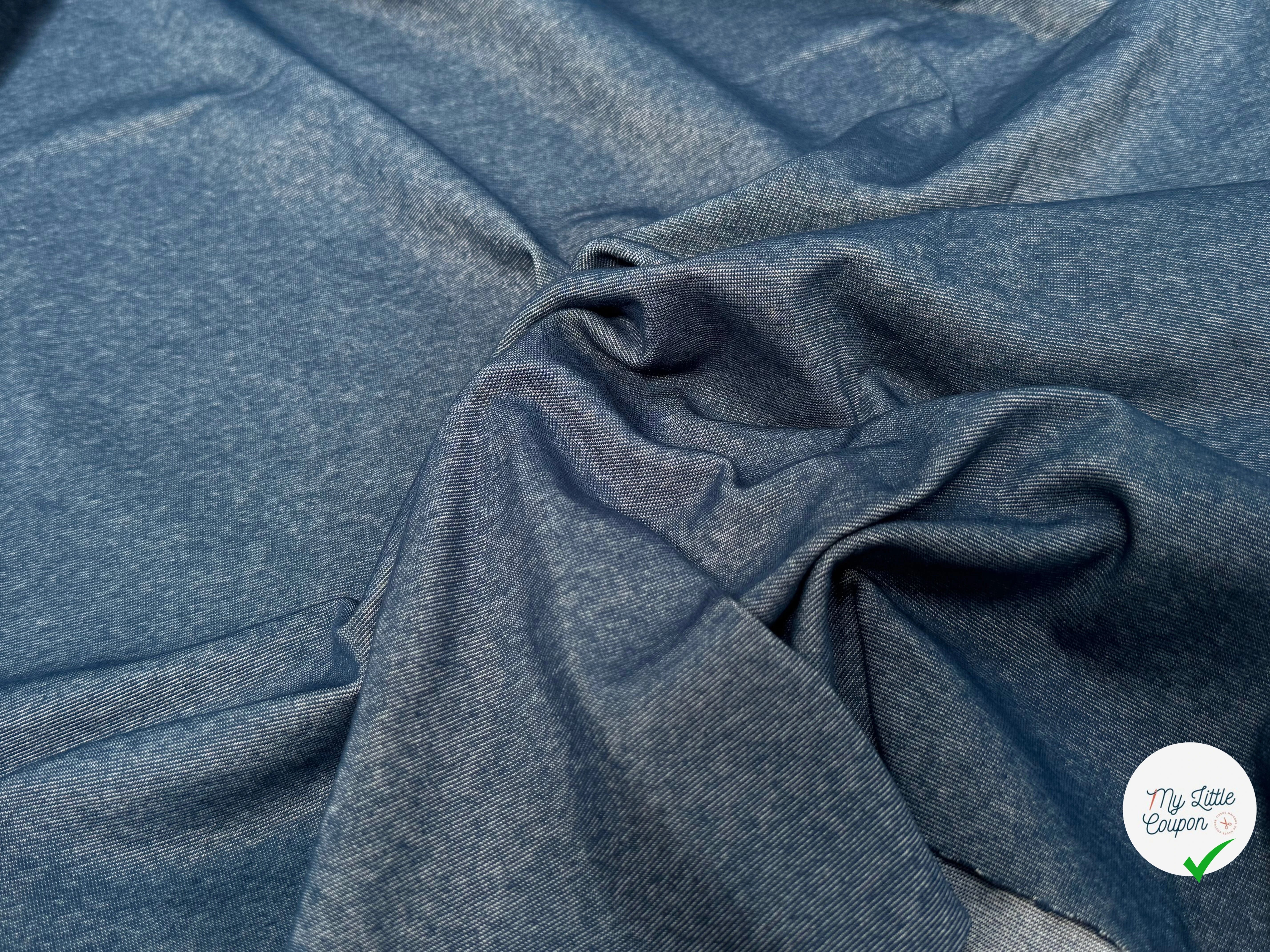 JERSEY COTON 2% ÉLASTHANNE TUBULAIRE 70CM CÔTE 1X1 VICTORY BLUE - My Little Coupon