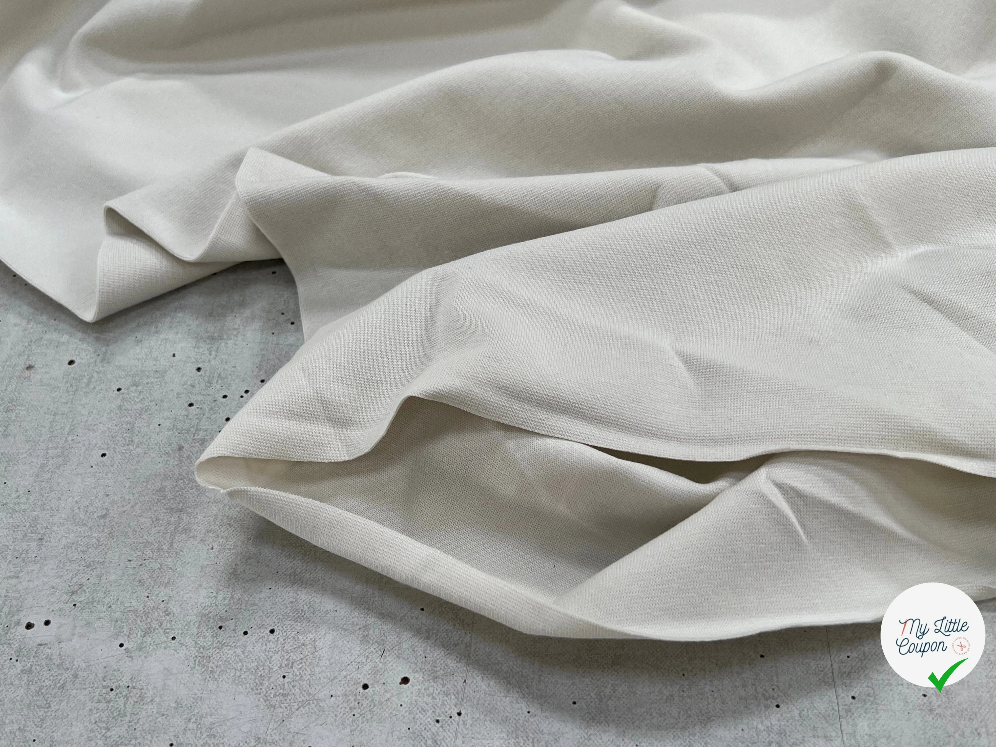JERSEY COTON 2% ÉLASTHANNE TUBULAIRE 70CM CÔTE 1X1 WHITE ONYX - My Little Coupon