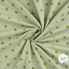 JERSEY COTON 5% ELASTHANNE MOTIFS ABEILLES FOND VERT - My Little Coupon