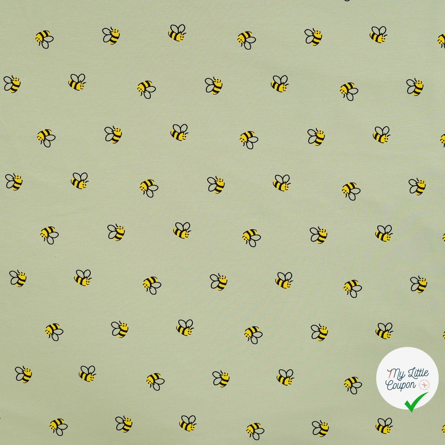 JERSEY COTON 5% ELASTHANNE MOTIFS ABEILLES FOND VERT - My Little Coupon