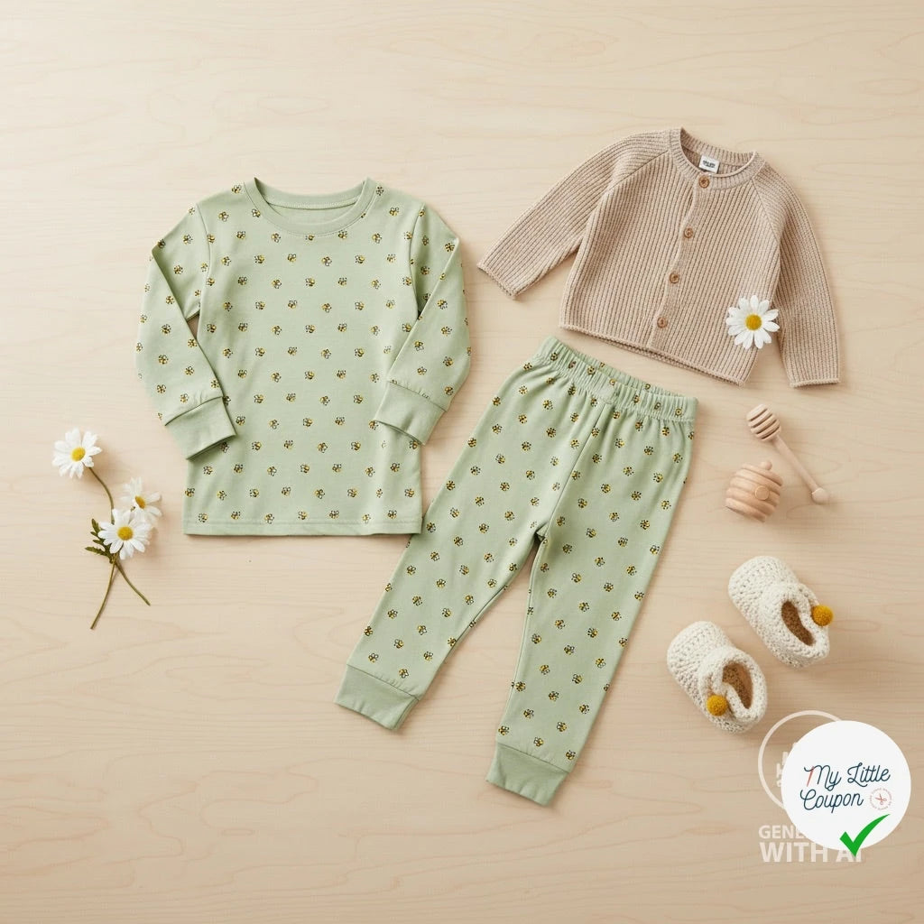 JERSEY COTON 5% ELASTHANNE MOTIFS ABEILLES FOND VERT - My Little Coupon