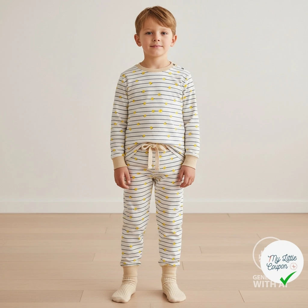 JERSEY COTON 5% ELASTHANNE MOTIFS CITRONS À RAYURES - My Little Coupon