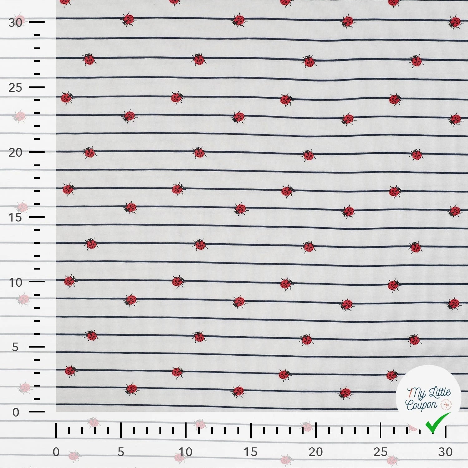 JERSEY COTON 5% ELASTHANNE MOTIFS COCCINELLES À RAYURES - My Little Coupon