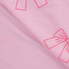 JERSEY COTON 5% ELASTHANNE MOTIFS NOEUDS ROSES FOND ROSE - My Little Coupon