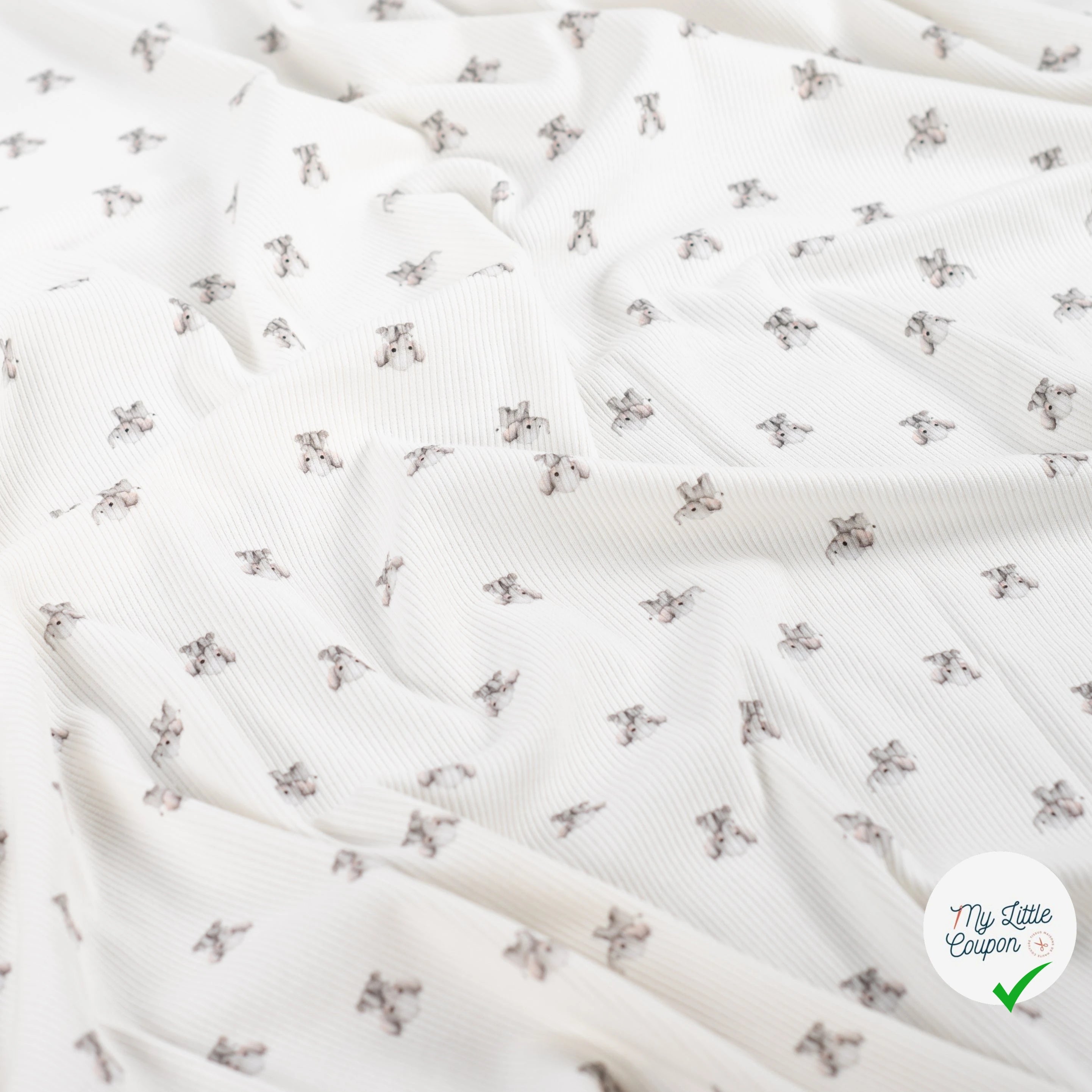 JERSEY COTON 5% ELASTHANNE MOTIFS PETITS ÉLÉPHANTS - My Little Coupon