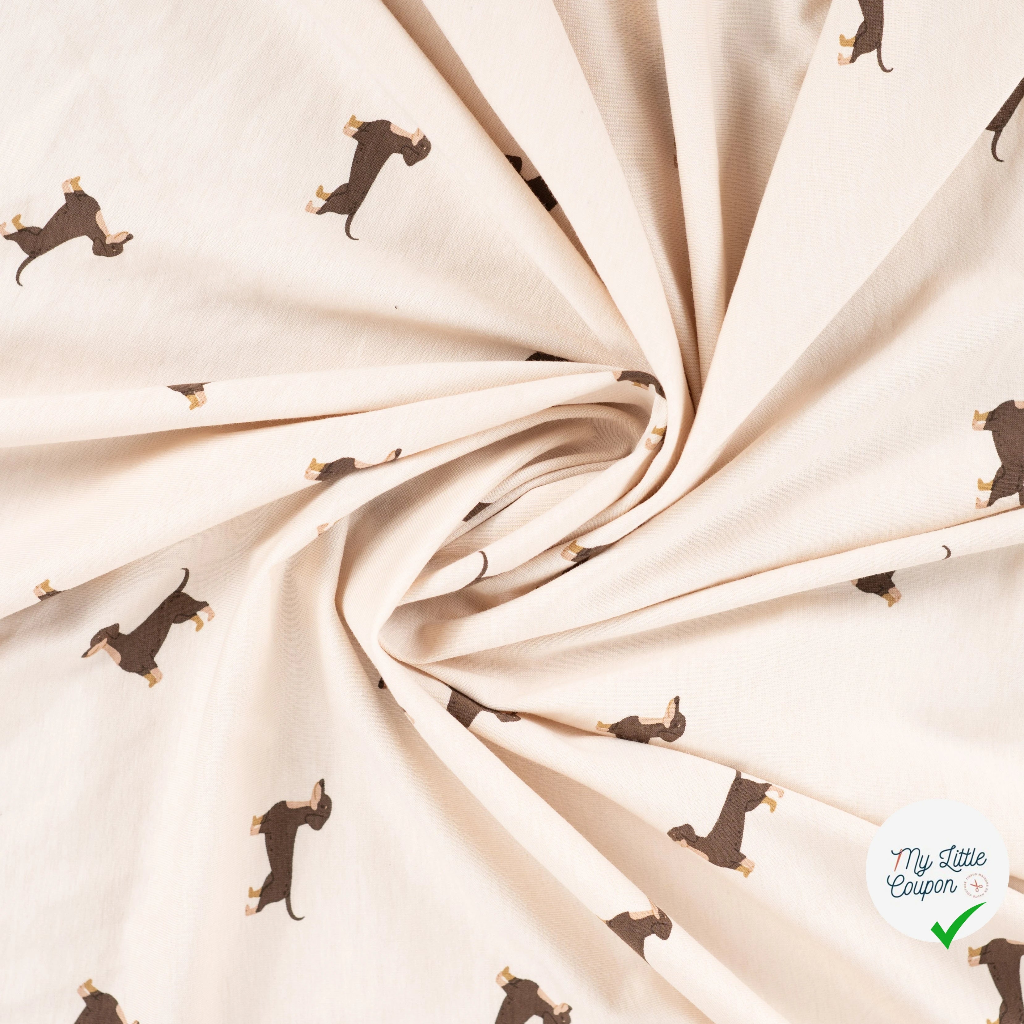 JERSEY COTON 5% ELASTHANNE MOTIFS TECKELS - My Little Coupon