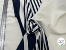 JERSEY COTON BLANC DIFFÉRENTES RAYURES BLEUES - My Little Coupon - tissu - coudre