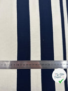 JERSEY COTON BLANC DIFFÉRENTES RAYURES BLEUES - My Little Coupon - tissu - coudre