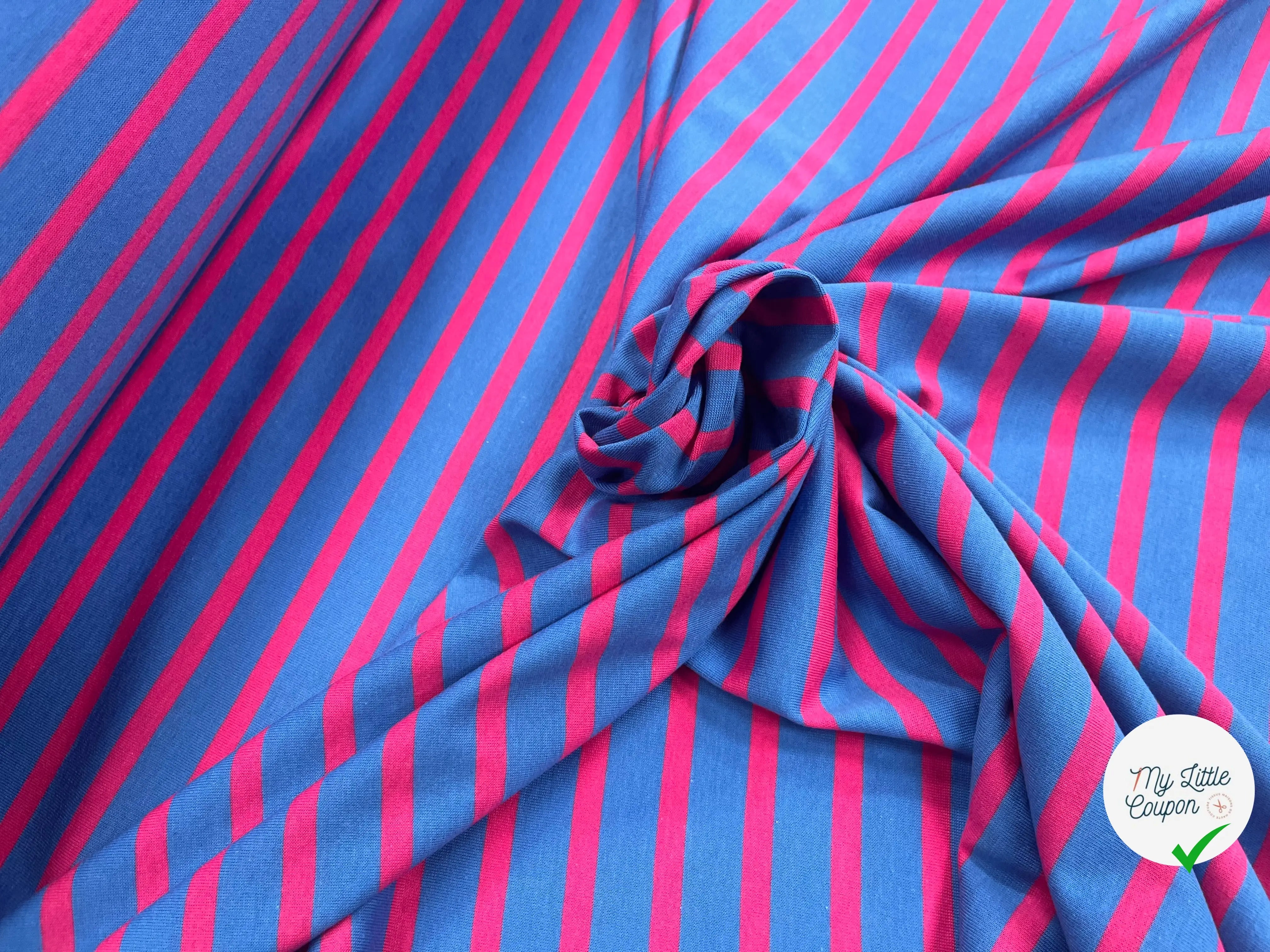 JERSEY COTON MARINIÈRE RIVIERA PIVOINE MADE IN FRANCE - My Little Coupon