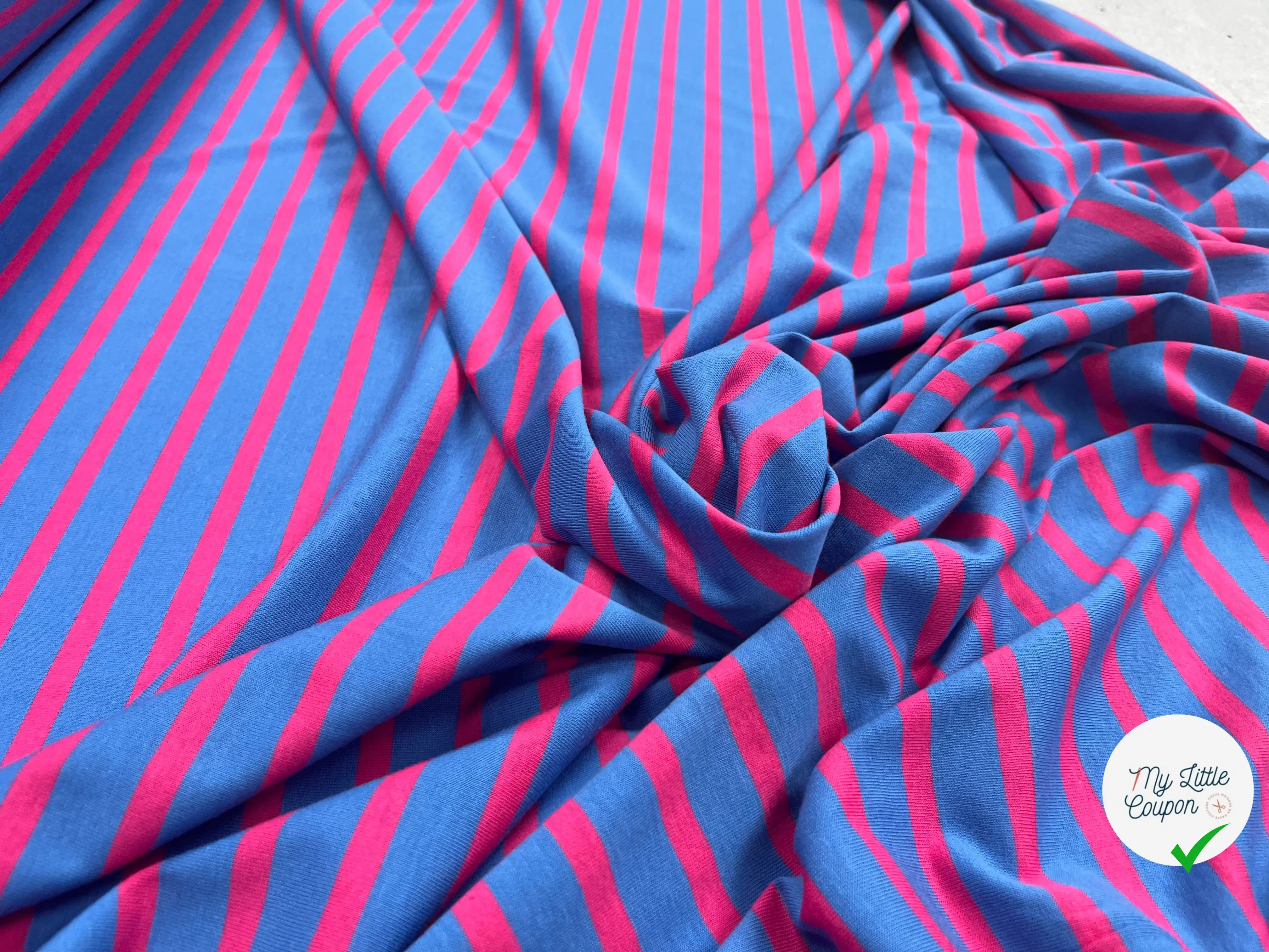 JERSEY COTON MARINIÈRE RIVIERA PIVOINE MADE IN FRANCE - My Little Coupon