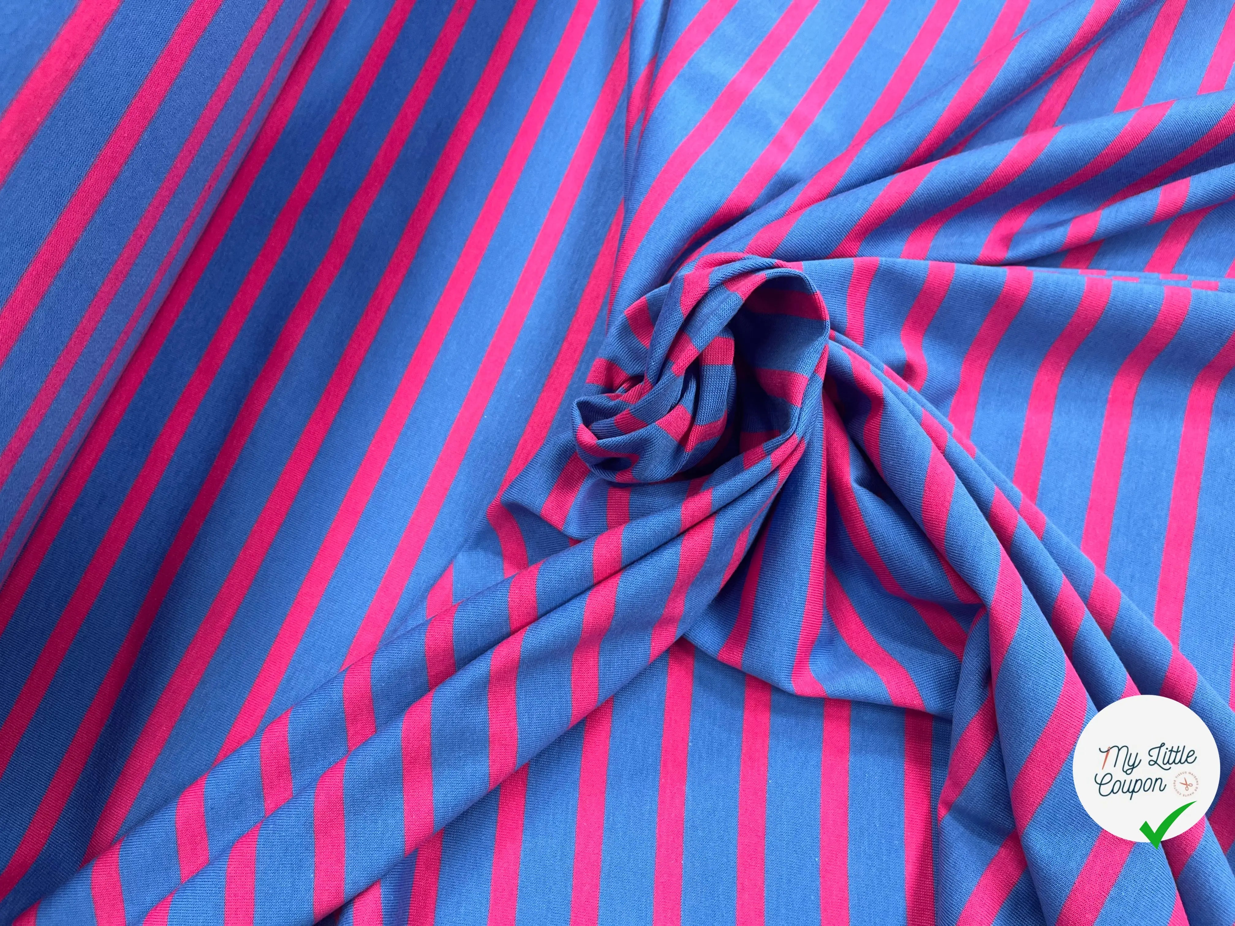 JERSEY COTON MARINIÈRE RIVIERA PIVOINE MADE IN FRANCE - My Little Coupon