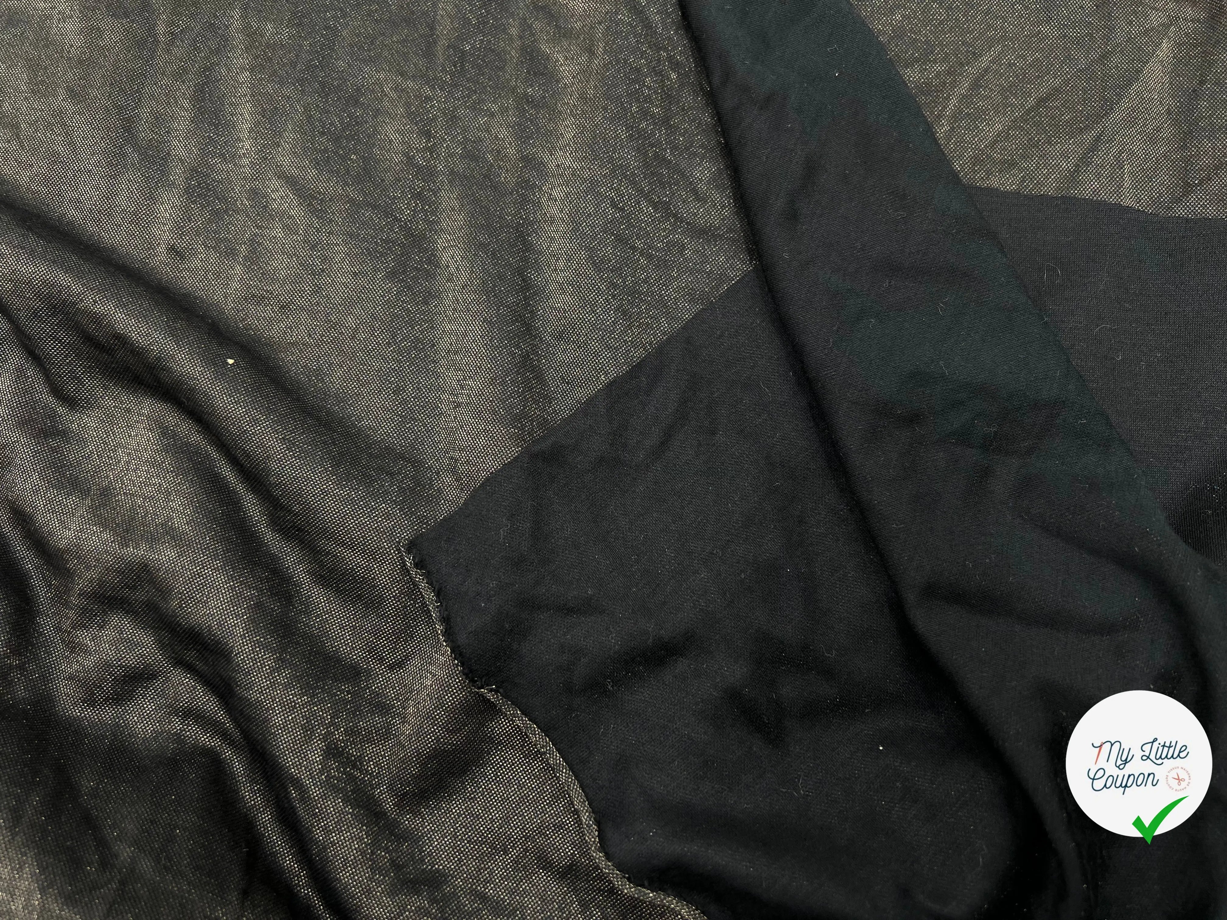 JERSEY COUTURE TRÈS FLUIDE NOIR MÉTALLISÉ GOLD - coupon de tissu de 3 mètres - My Little Coupon - tissu - coudre