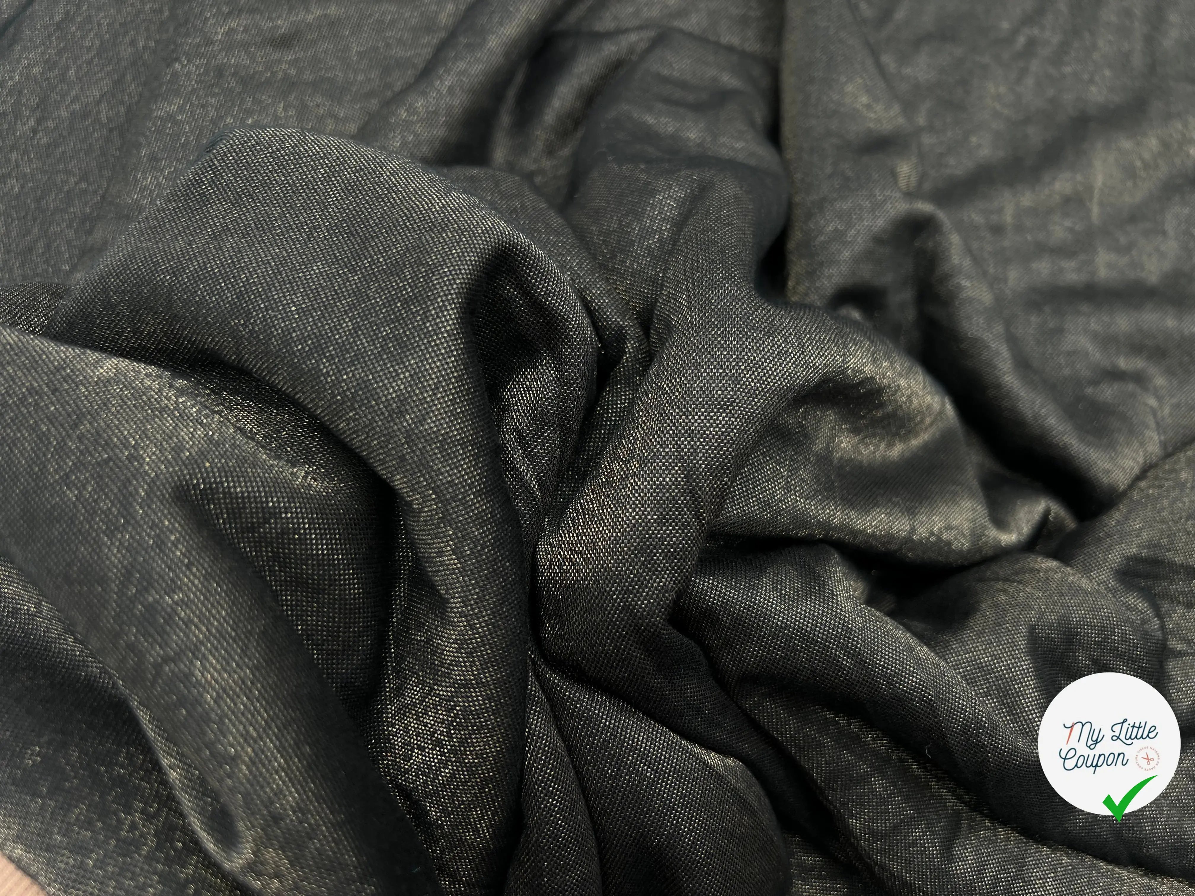 JERSEY COUTURE TRÈS FLUIDE NOIR MÉTALLISÉ GOLD - coupon de tissu de 3 mètres - My Little Coupon - tissu - coudre