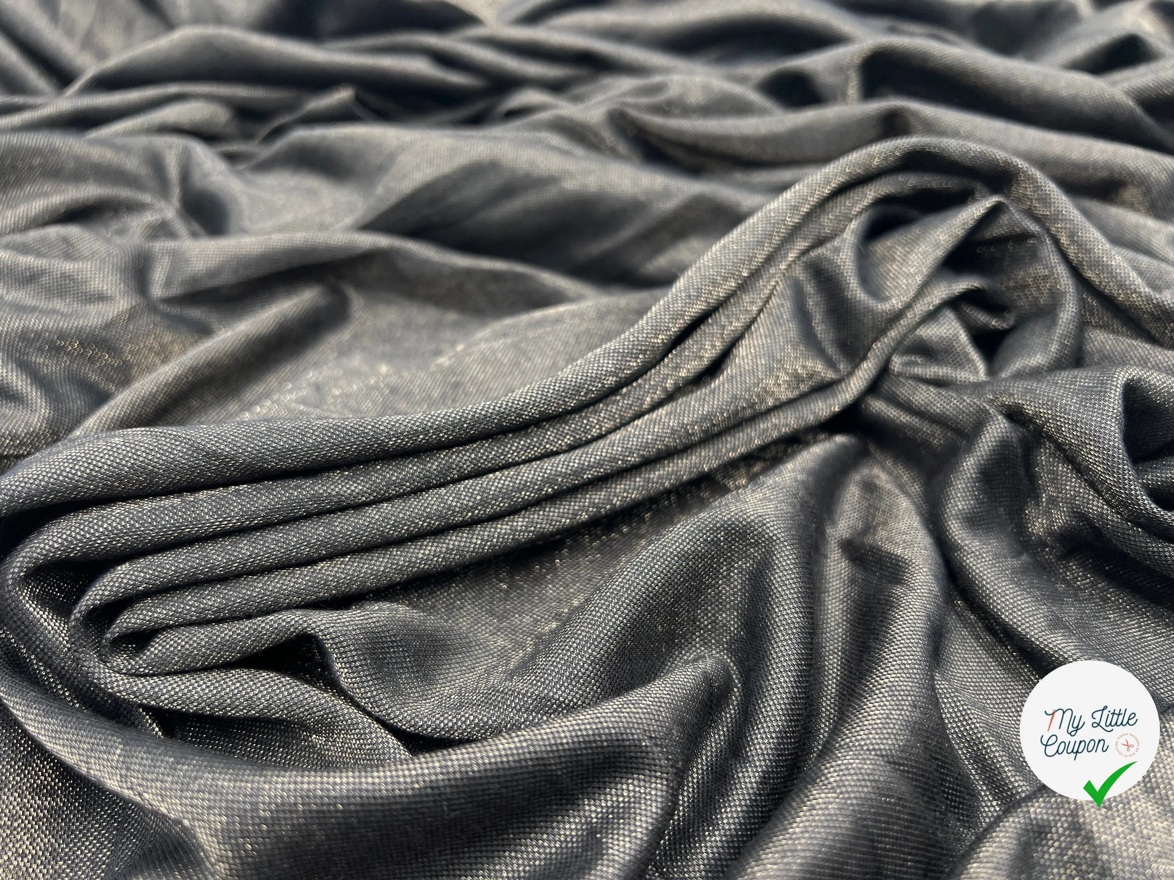 JERSEY COUTURE TRÈS FLUIDE NOIR MÉTALLISÉ GOLD - coupon de tissu de 3 mètres - My Little Coupon - tissu - coudre