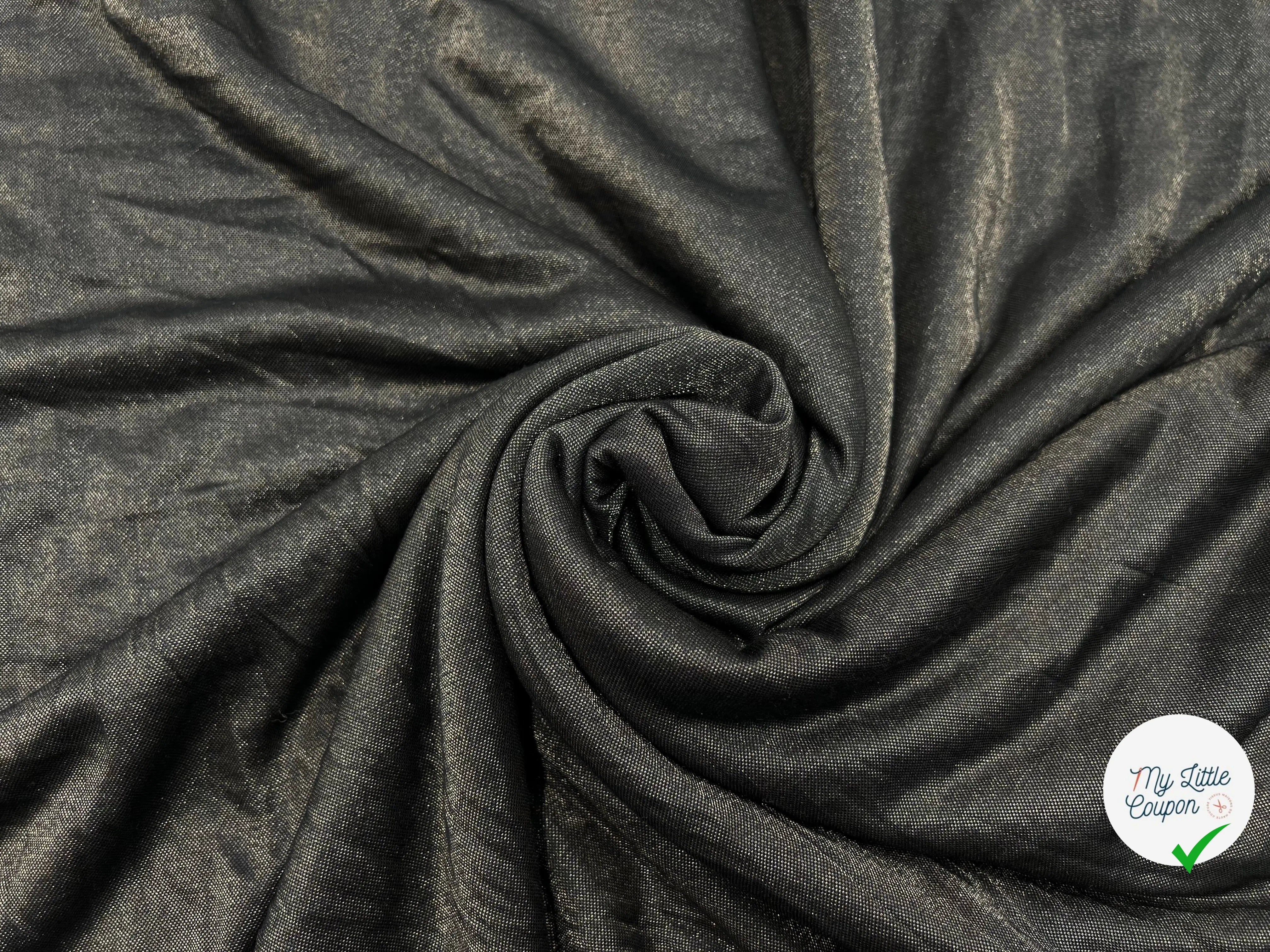 JERSEY COUTURE TRÈS FLUIDE NOIR MÉTALLISÉ GOLD - coupon de tissu de 3 mètres - My Little Coupon - tissu - coudre