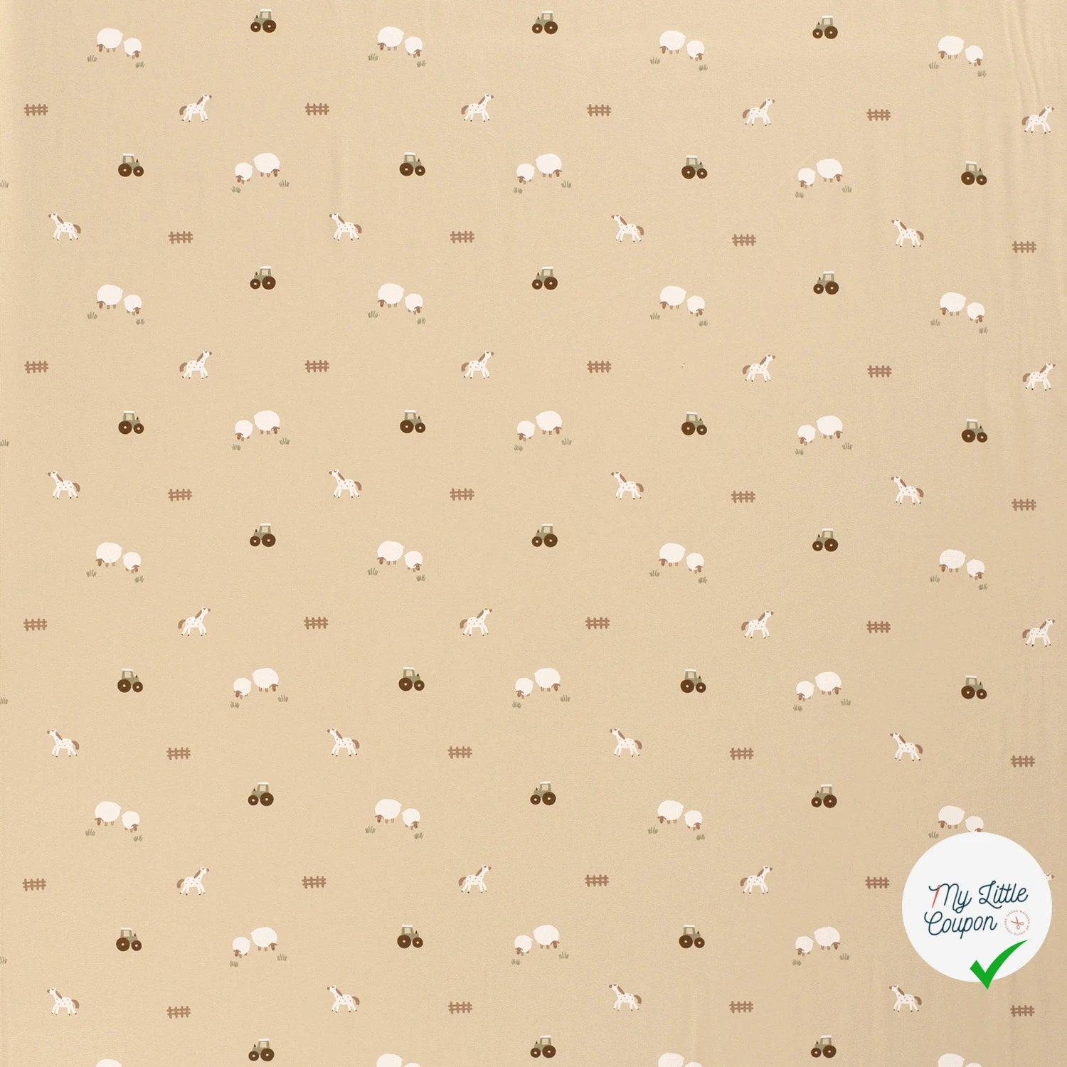 Jersey de coton animaux de la ferme beige