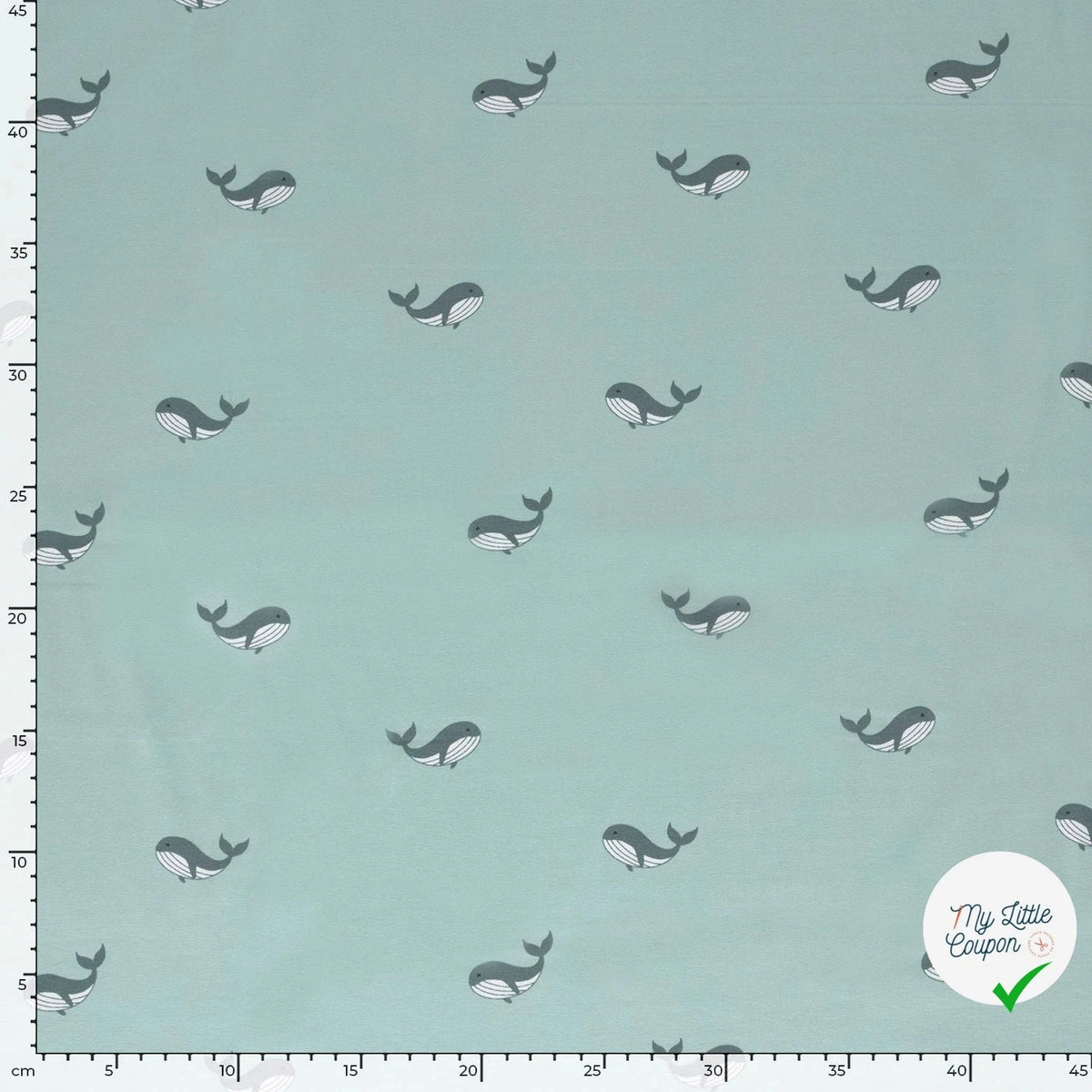 Jersey de coton baleines bleu bébé