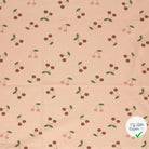 Jersey de coton cerises rose poudré